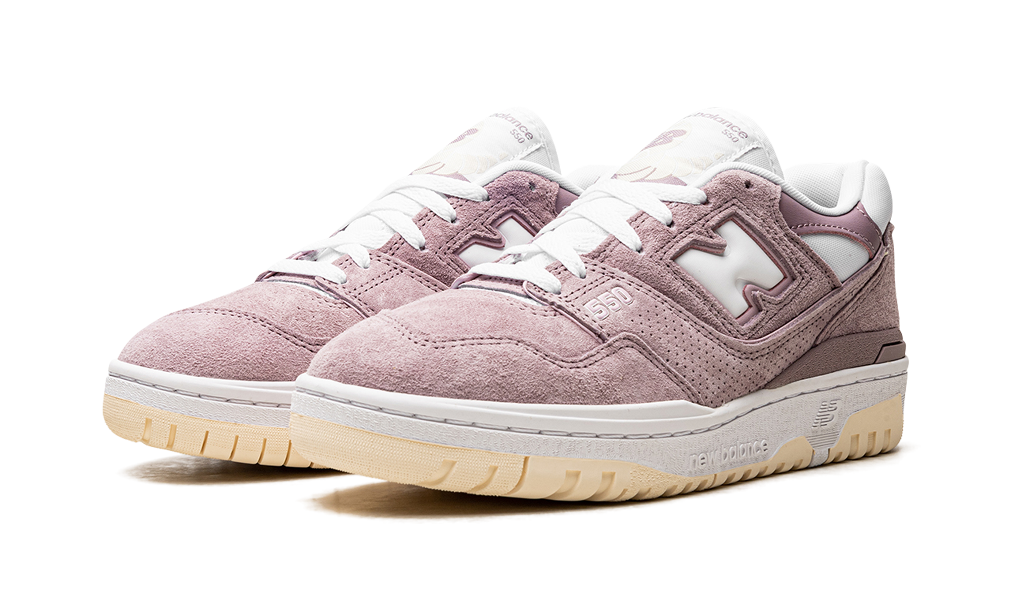 new balance 550 lilac chalk suede women s+BBW550PB+diagnol left view