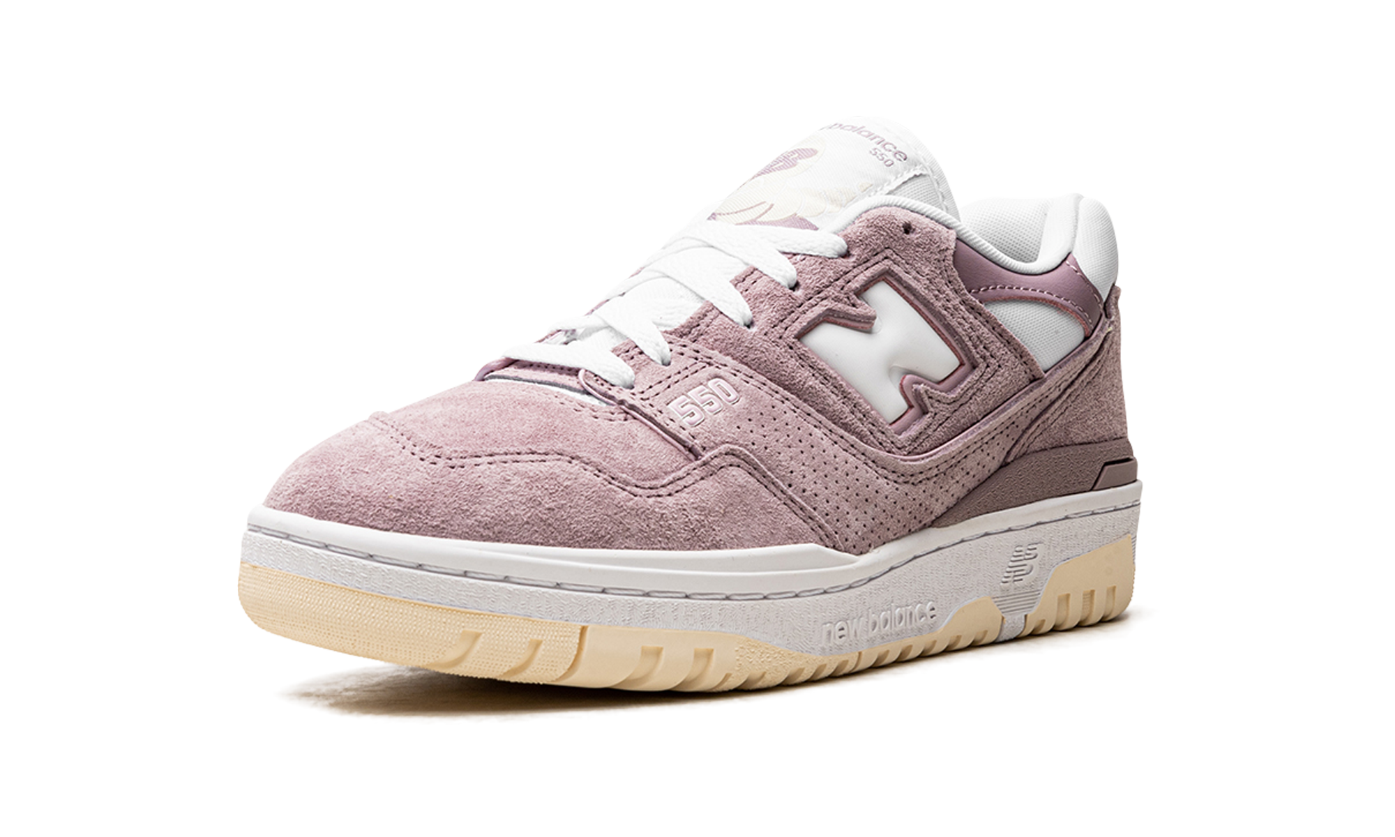 new balance 550 lilac chalk suede women s+BBW550PB+left diagnol single view