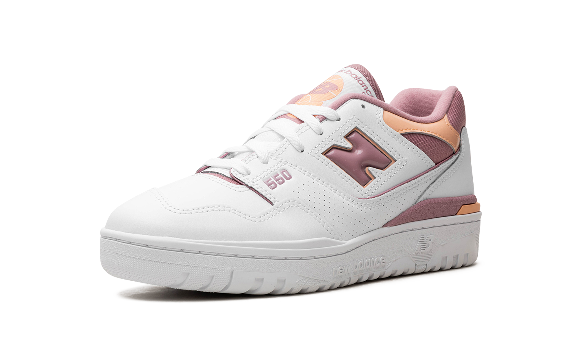 new balance 550 rosewood hazy peach women s+BBW550EA+diagnol right behind view