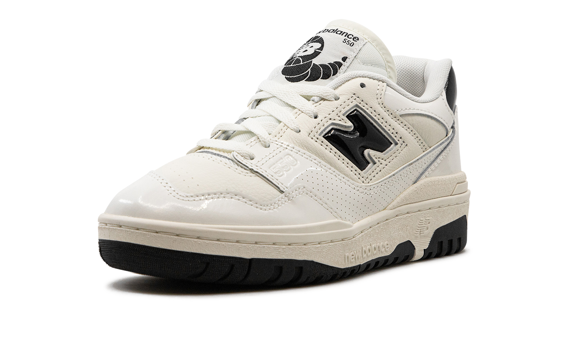 new balance 550 sea salt black patent+BB550YKF+left diagnol single view