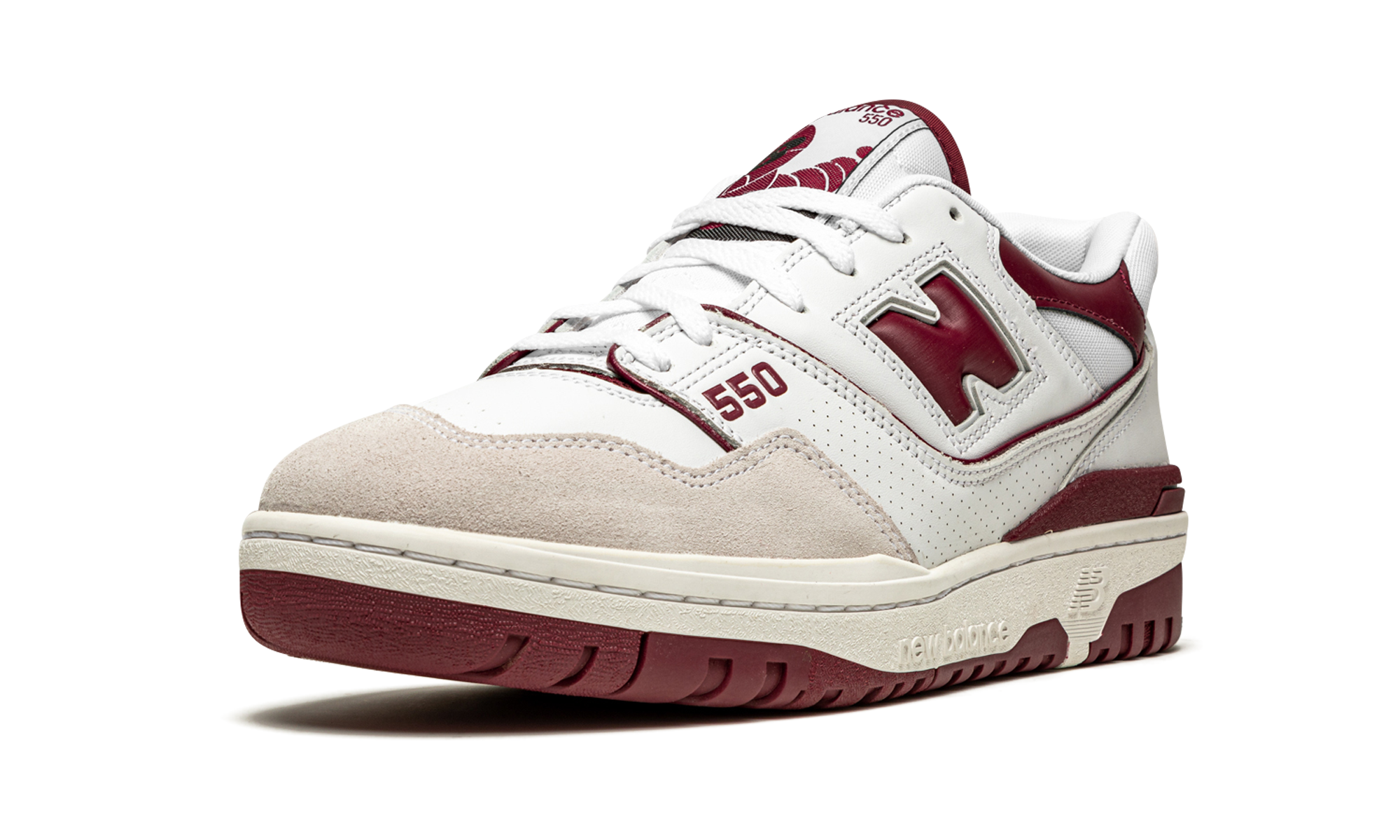new balance 550 sea salt burgundy+BB550LI1+left diagnol single view