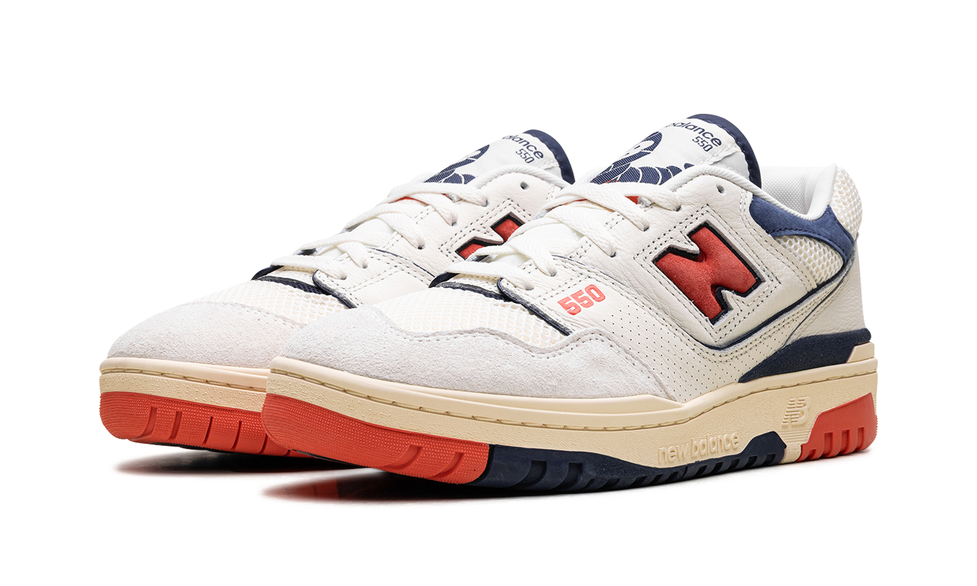 new balance 550 sea salt pack blast red+BB550CPB+diagnol left view