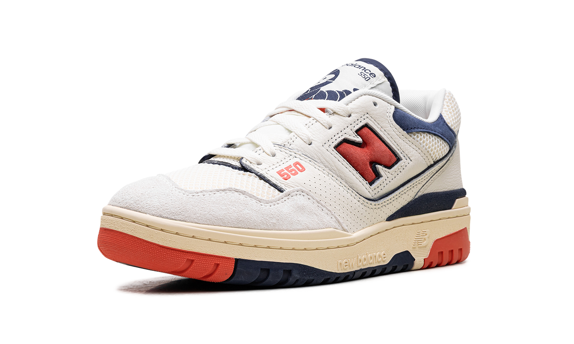 new balance 550 sea salt pack blast red+BB550CPB+left diagnol single view