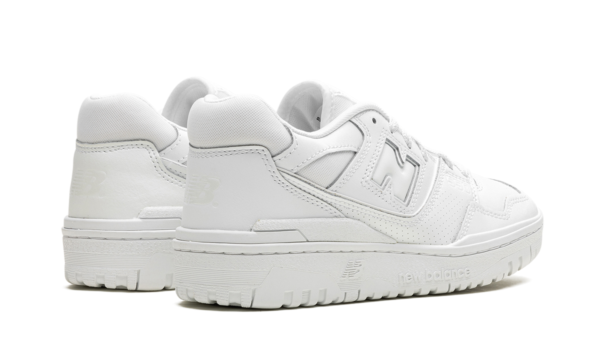 new balance 550 triple white women s+BBW550WW+diagnol right behind view