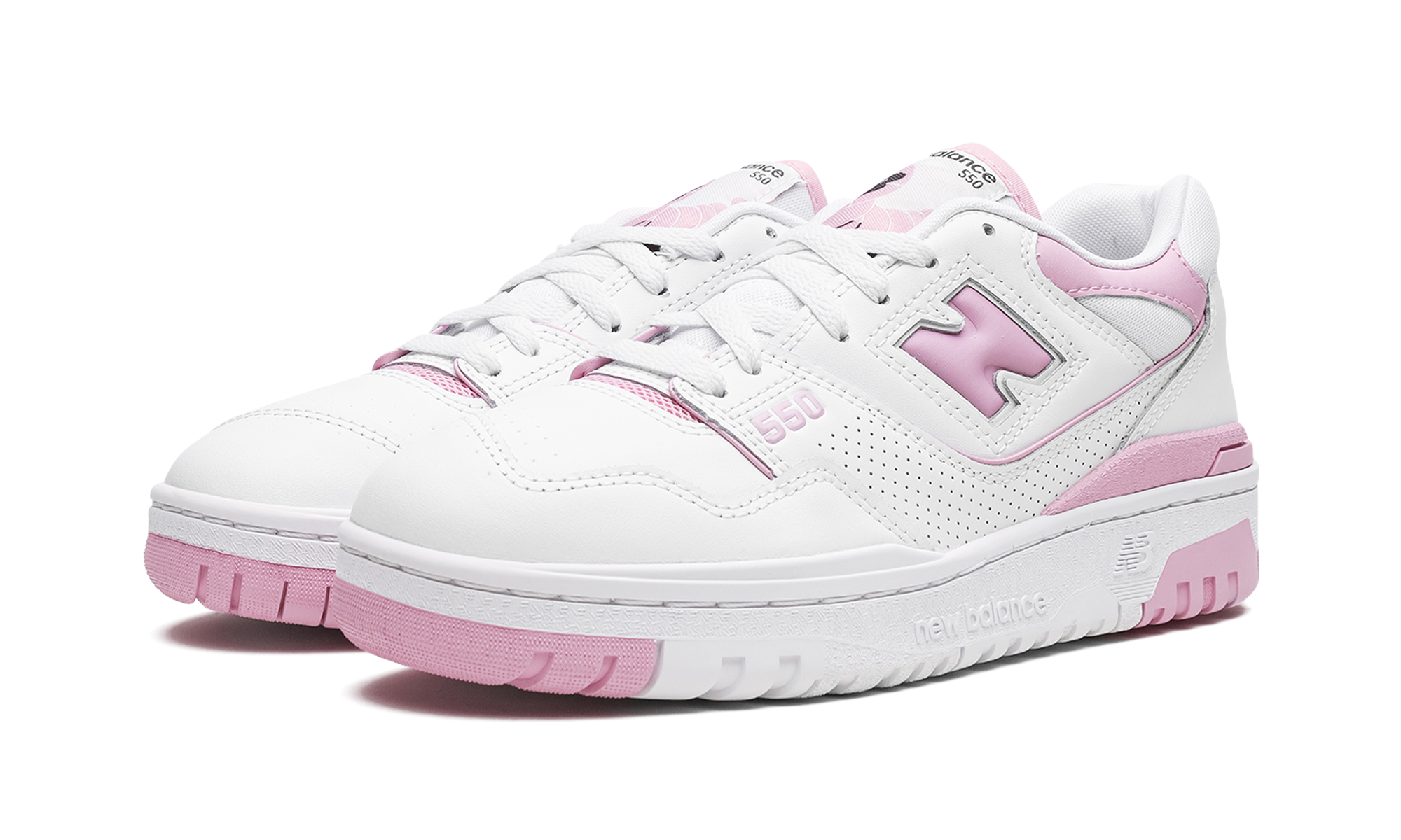 new balance 550 white bubblegum pink women s+BBW550BD+diagnol left view