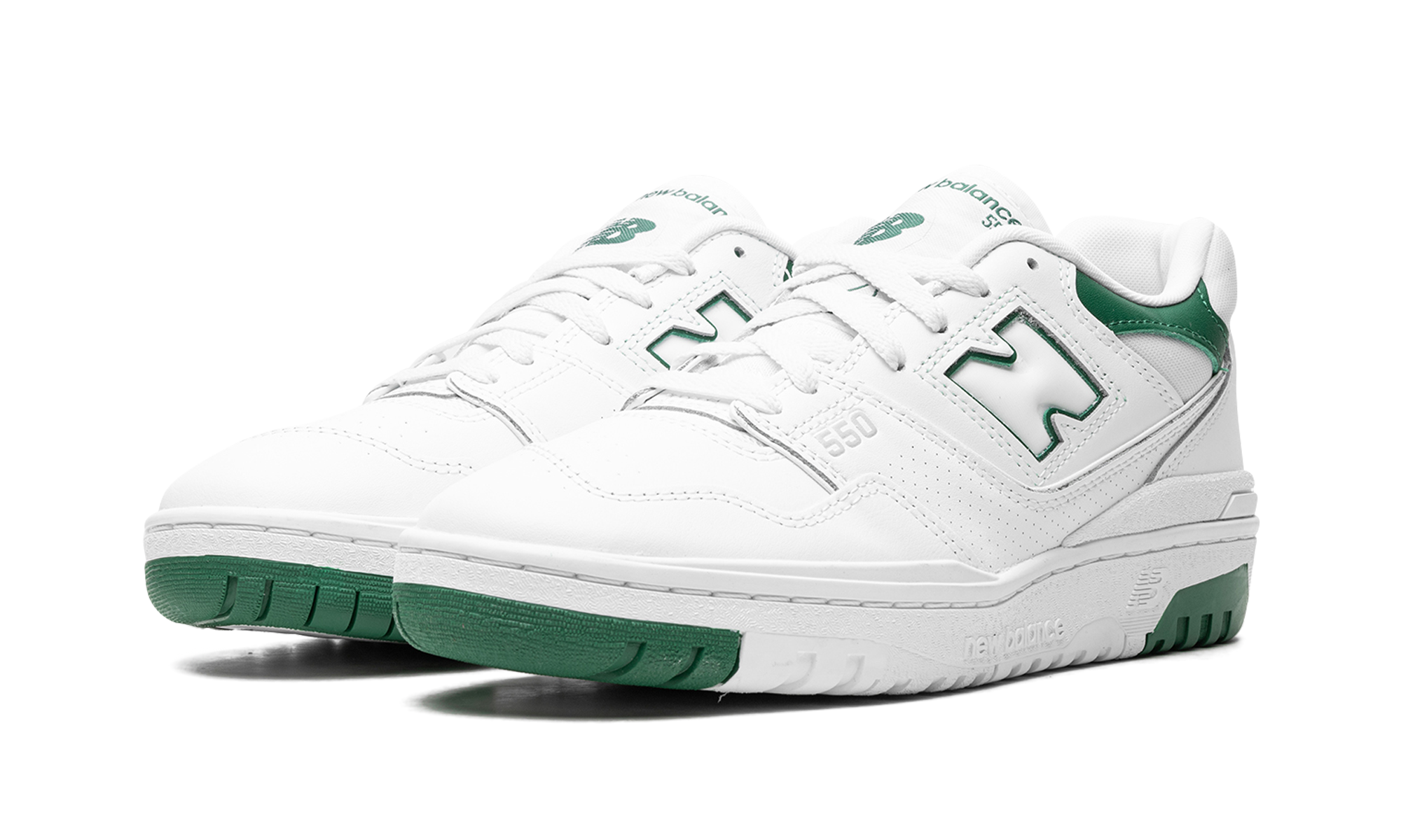 new balance 550 white classic green+BB550SWB+diagnol left view