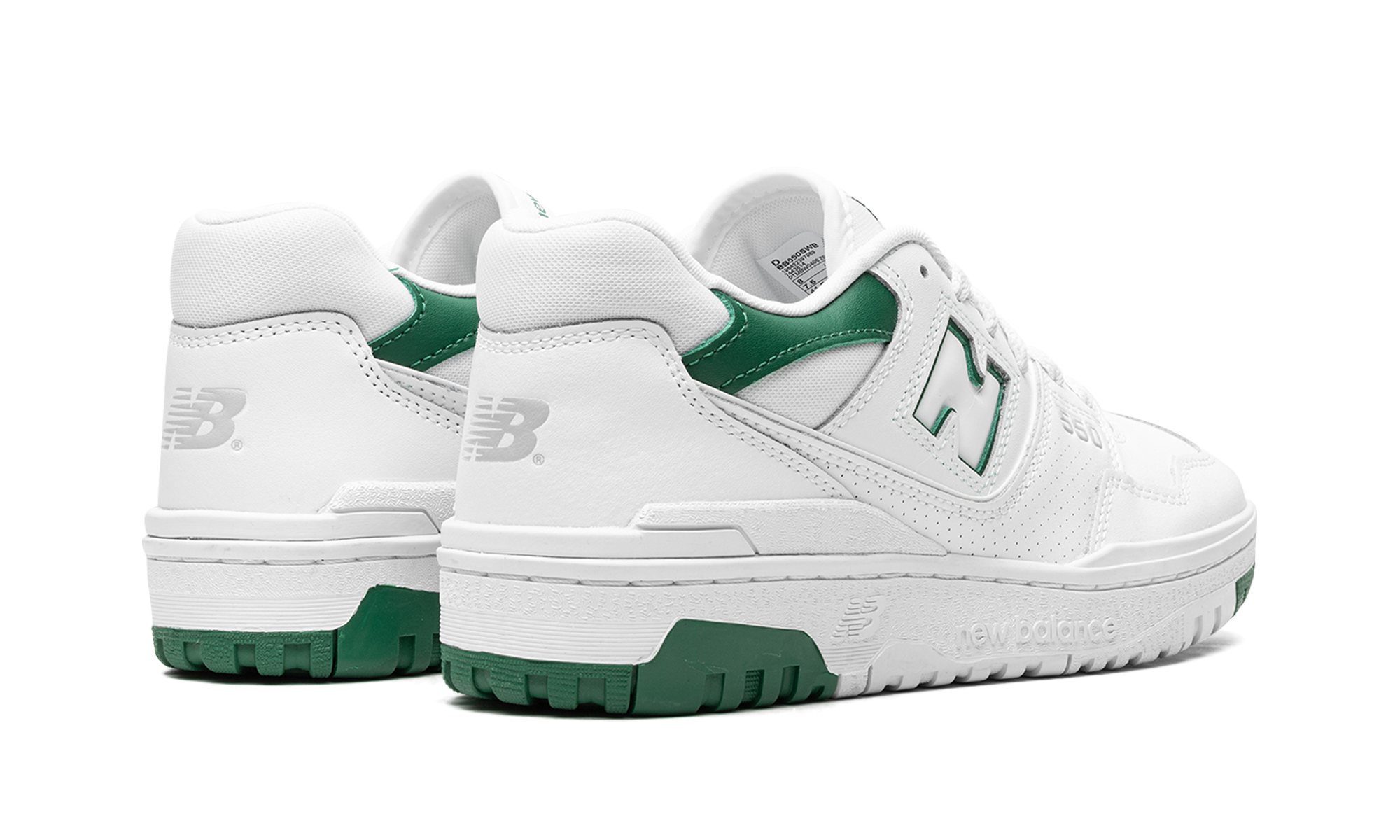 new balance 550 white classic green+BB550SWB+diagnol right behind view
