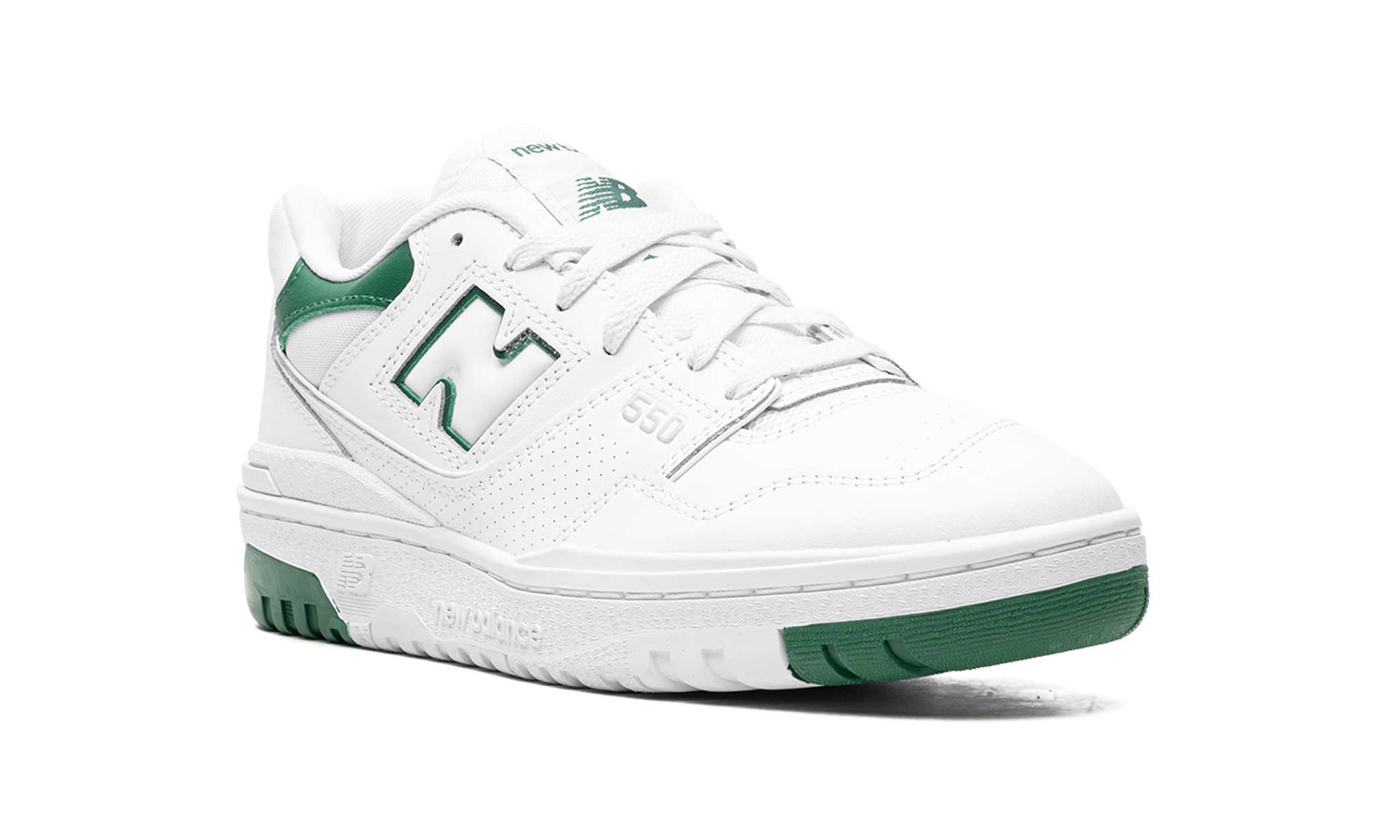 new balance 550 white classic green+BB550SWB+diagnol right view