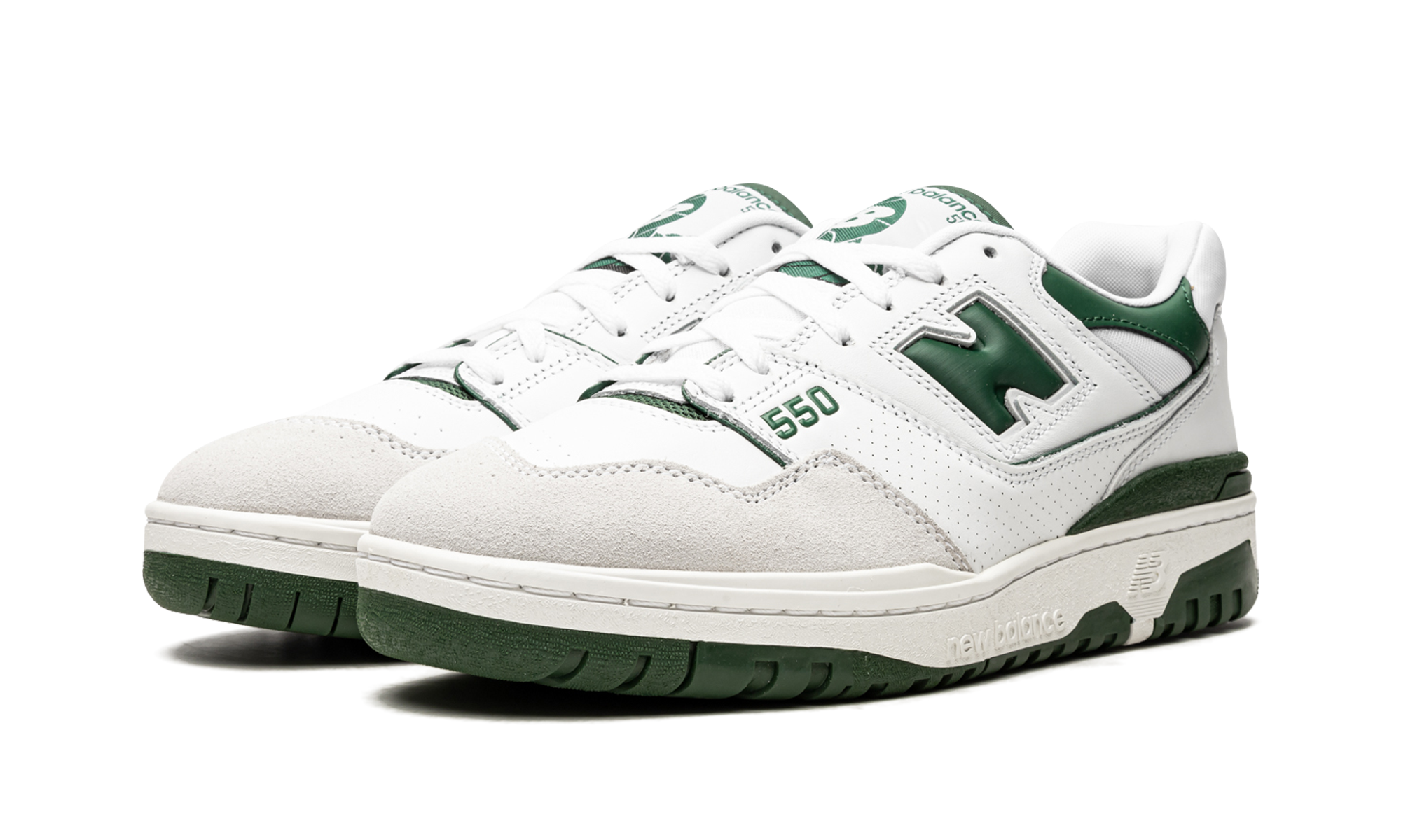 new balance 550 white green+BB550WT1+diagnol left view