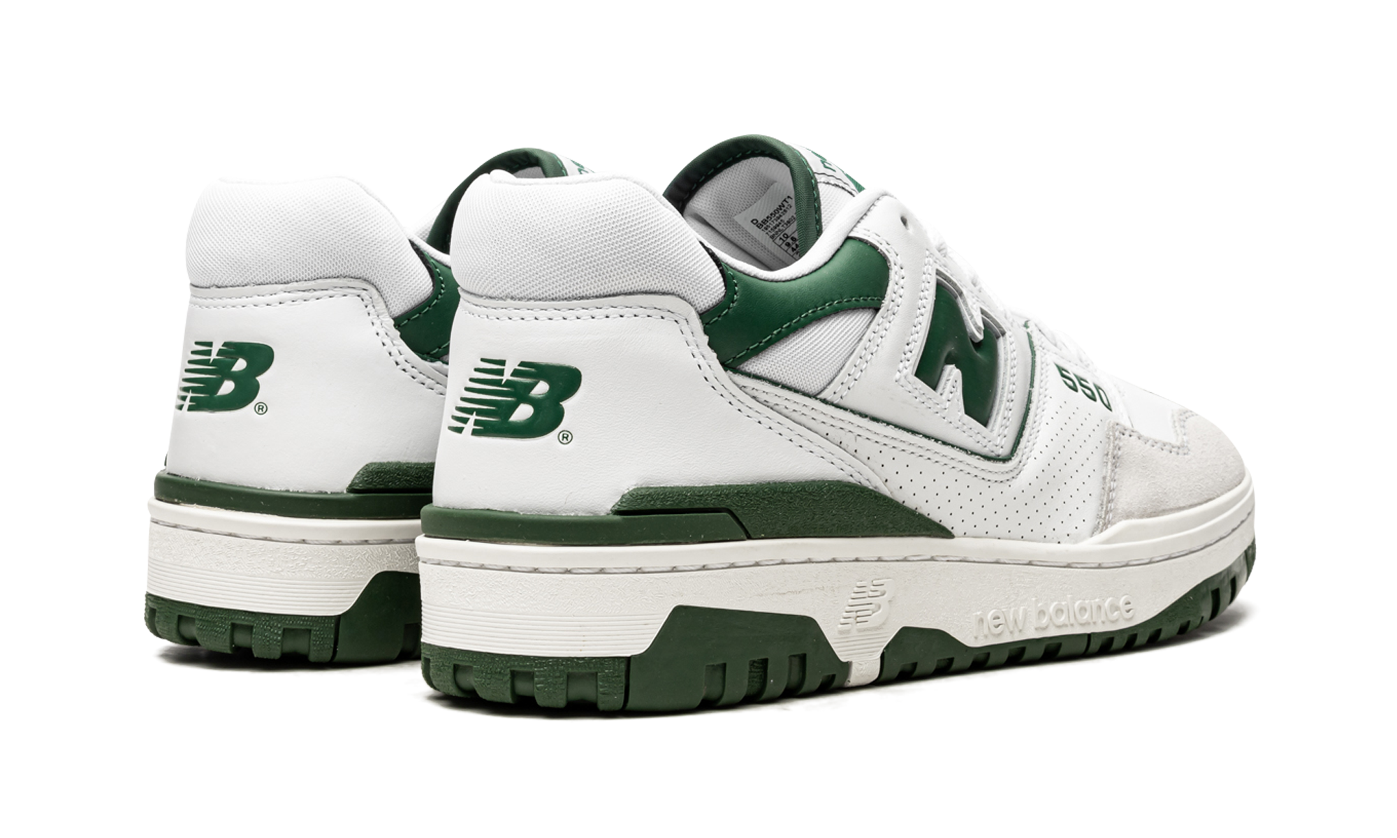 new balance 550 white green+BB550WT1+diagnol right behind view