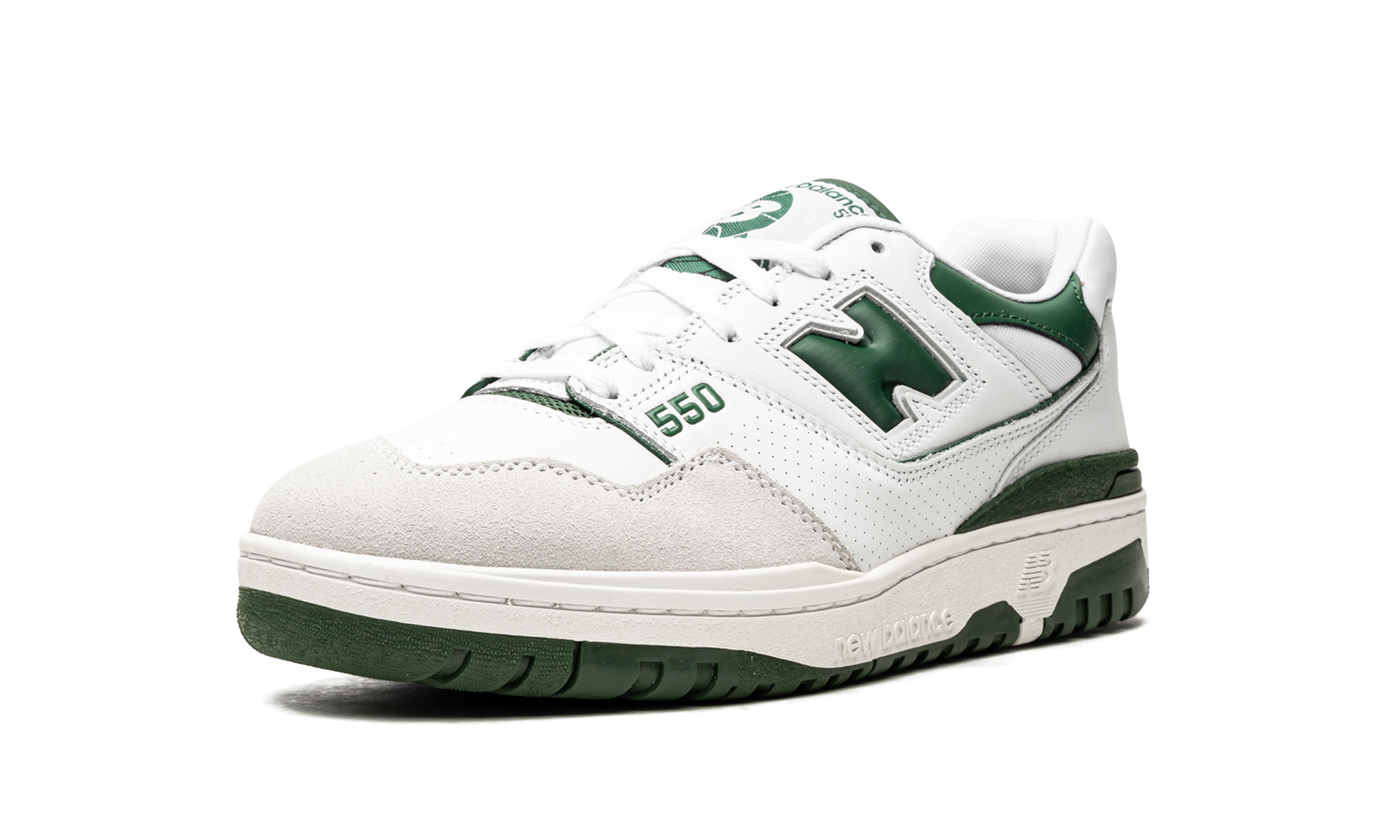 new balance 550 white green+BB550WT1+left diagnol single view