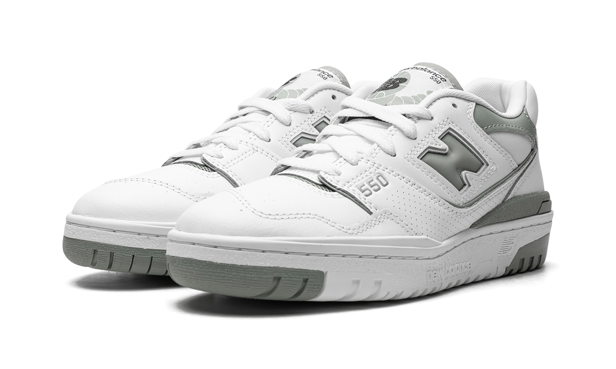 new balance 550 white juniper women s+BBW550BG+diagnol left view