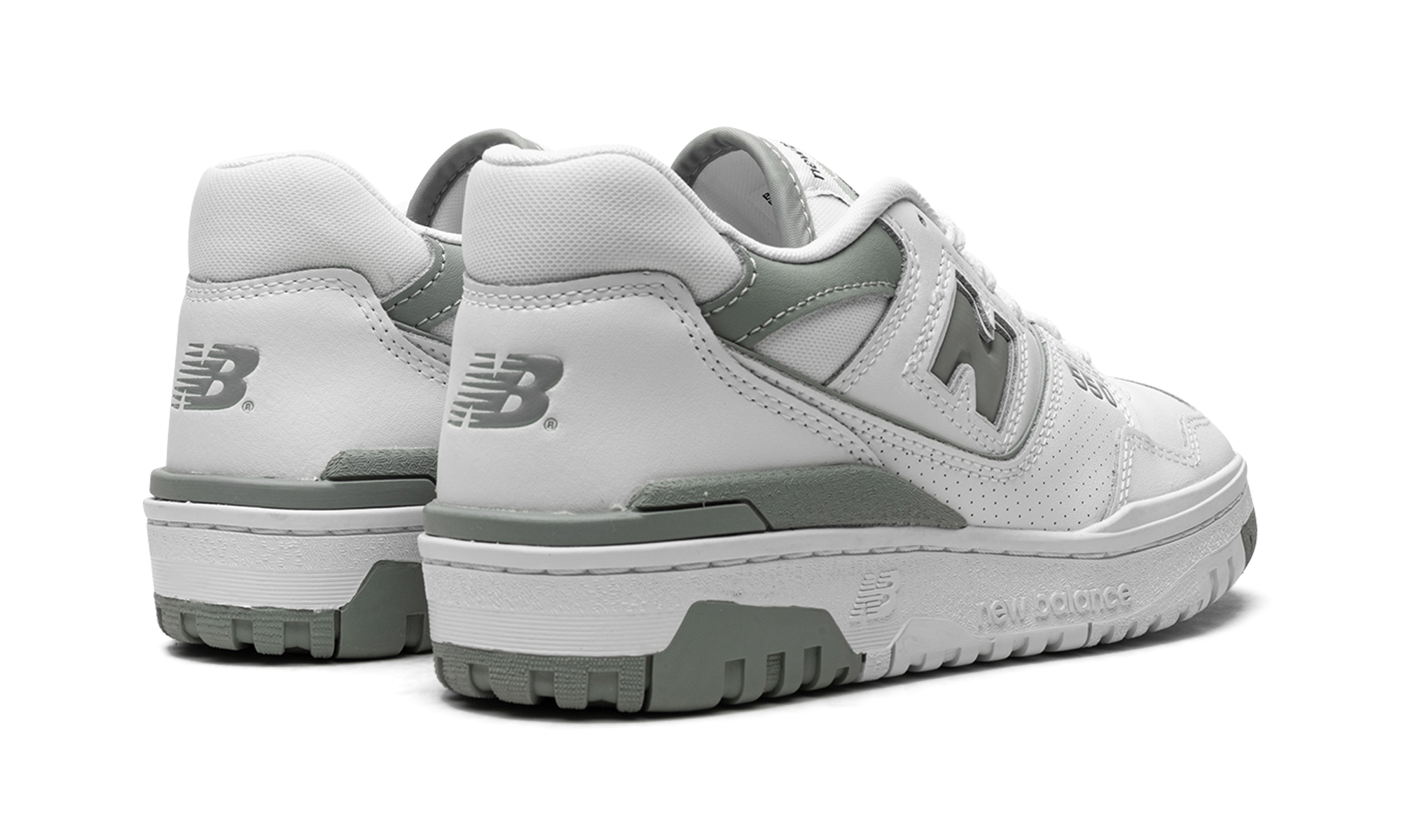 new balance 550 white juniper women s+BBW550BG+diagnol right behind view