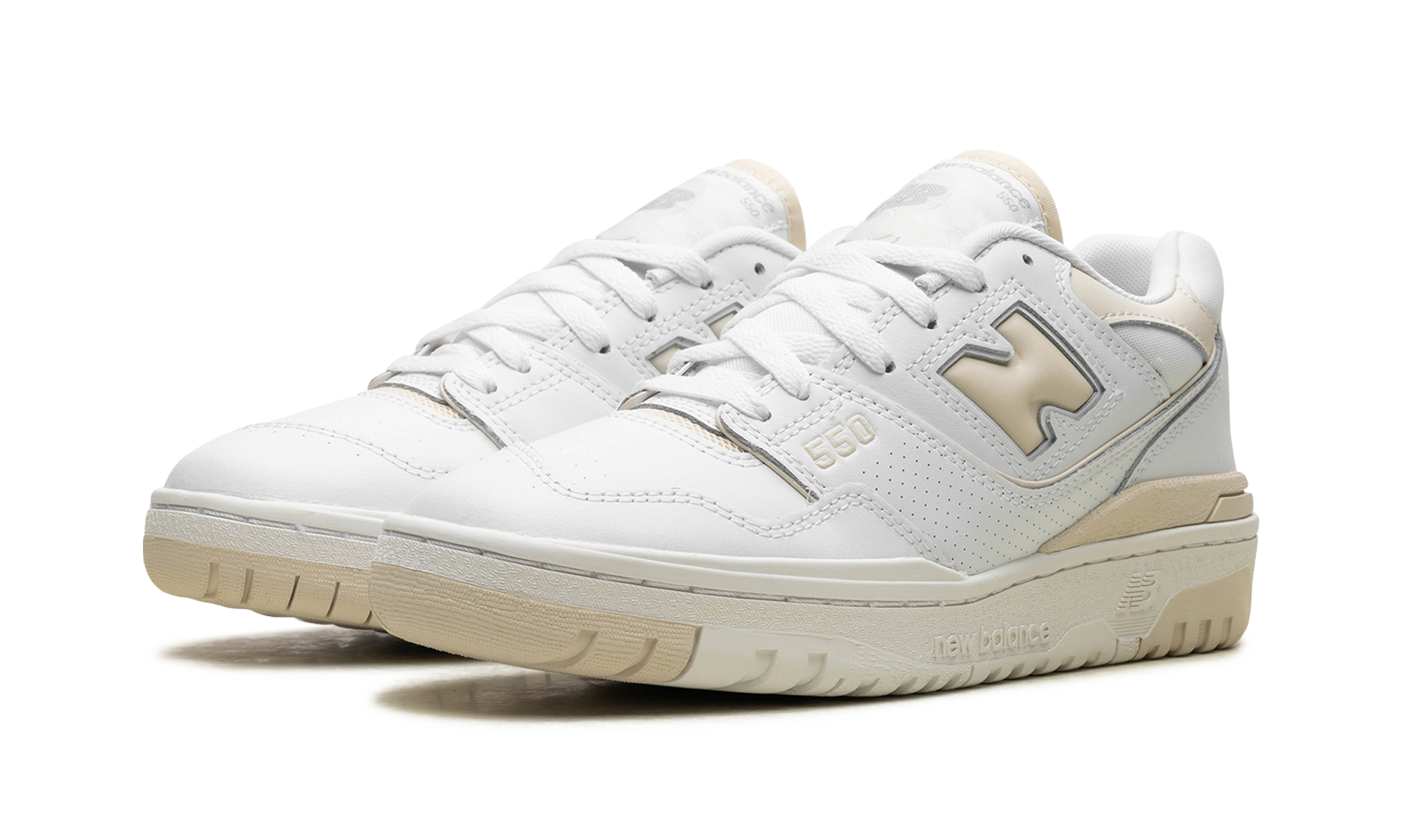 new balance 550 white linen women s+BBW550BK+diagnol left view