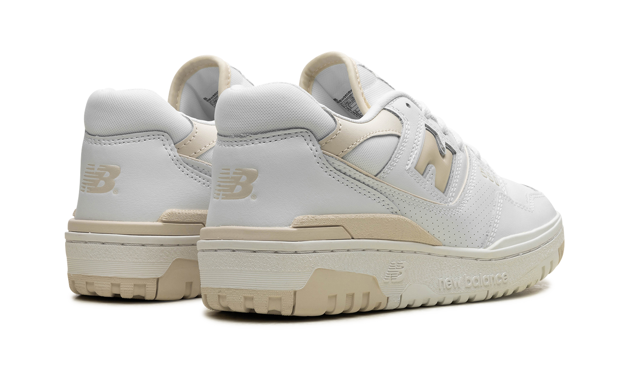 new balance 550 white linen women s+BBW550BK+diagnol right behind view