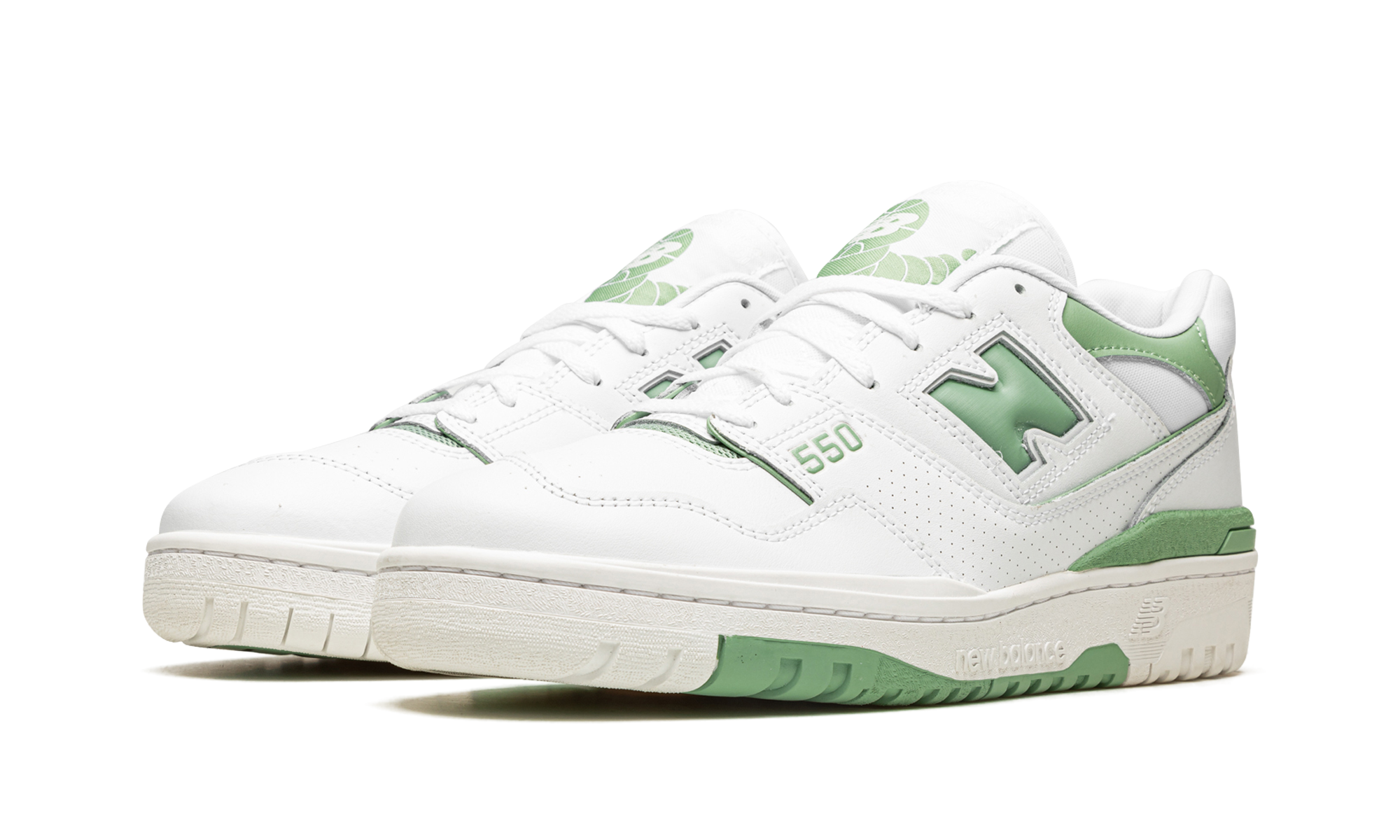 new balance 550 white mint green+BB550FS1+diagnol left view