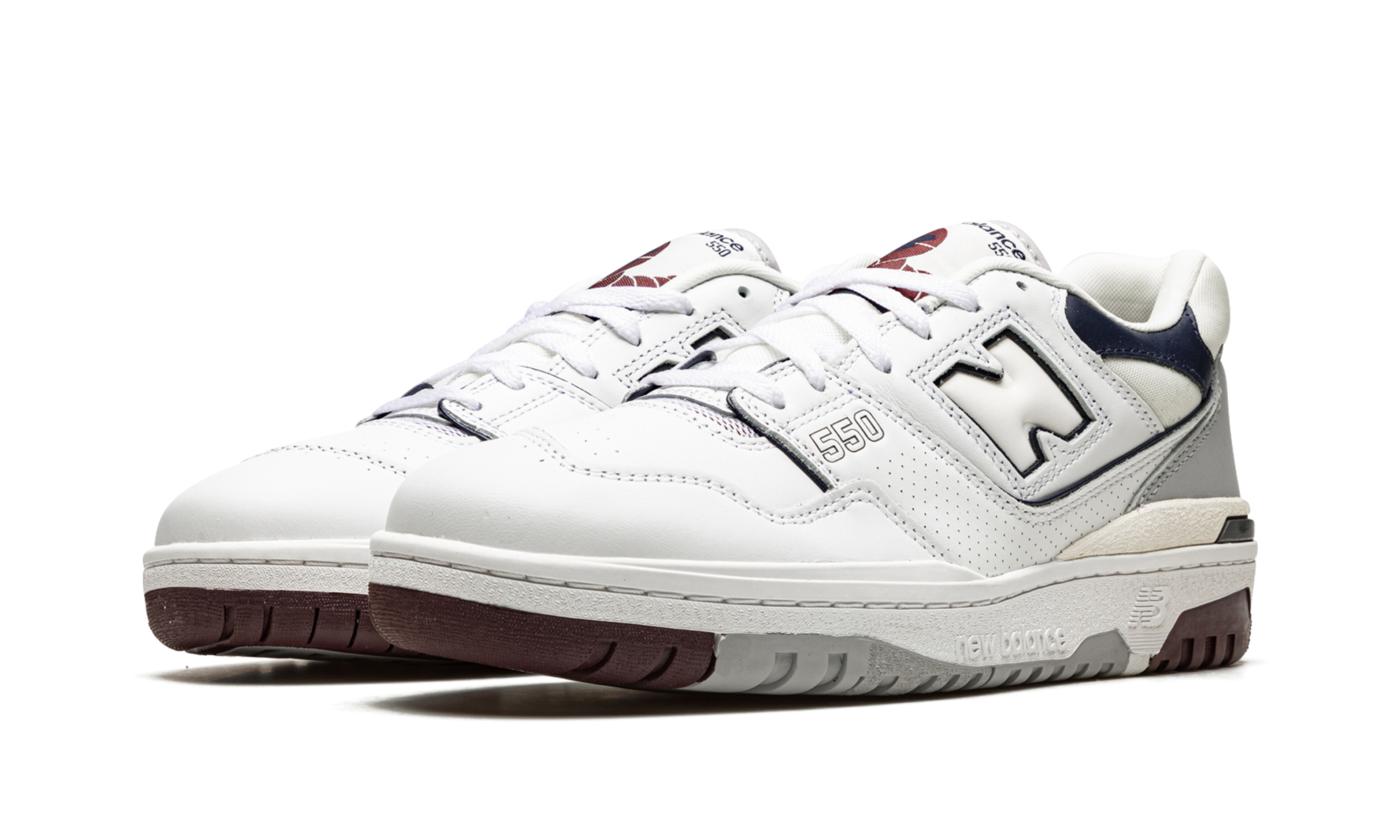 new balance 550 white natural indigo burgundy+BB550PWB+diagnol left view