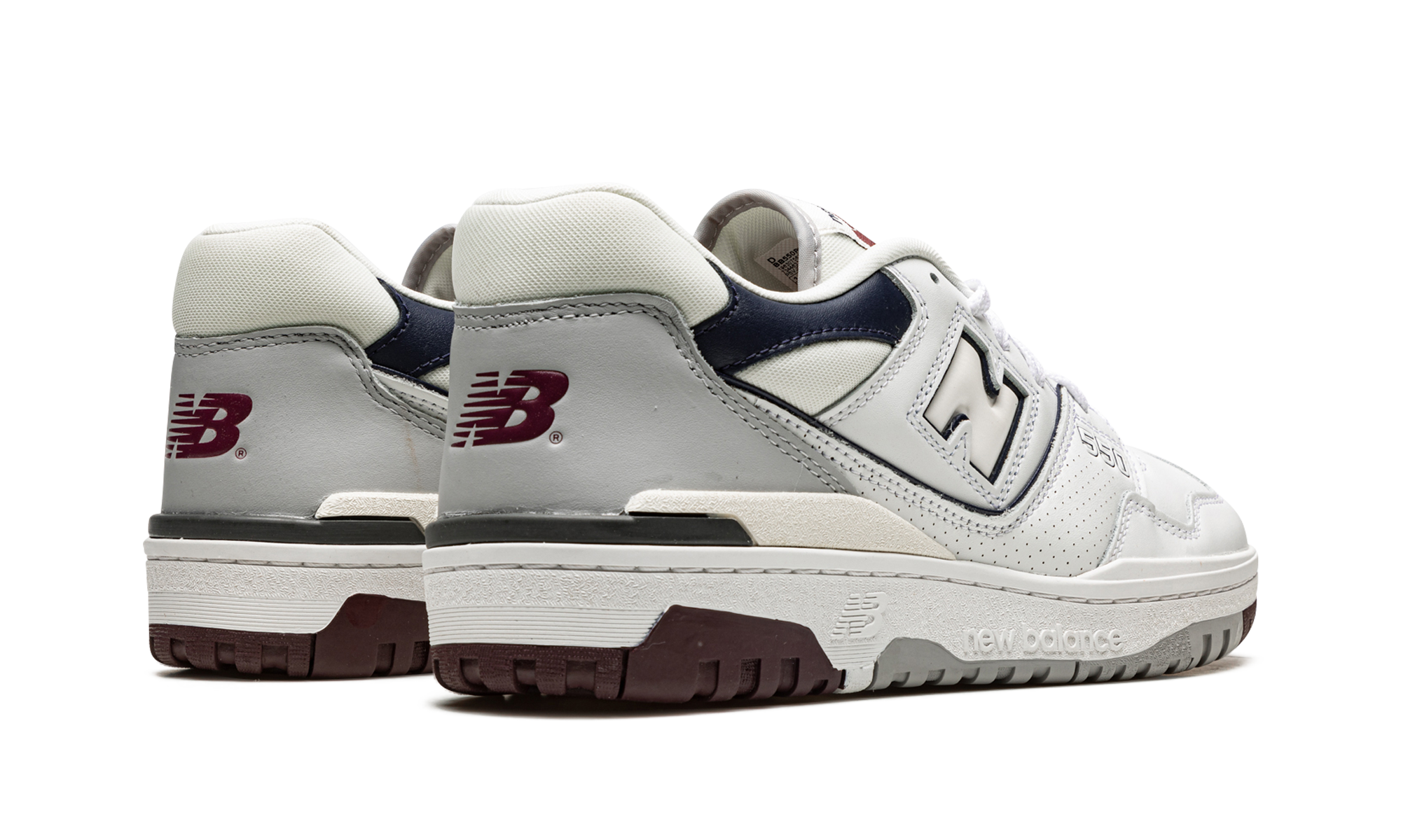 new balance 550 white natural indigo burgundy+BB550PWB+diagnol right behind view