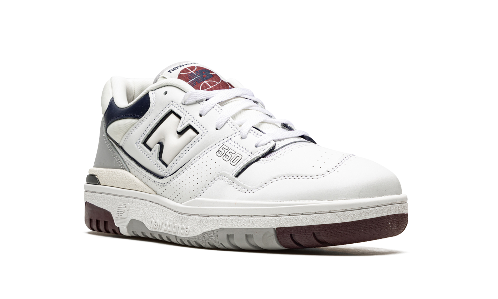 new balance 550 white natural indigo burgundy+BB550PWB+diagnol right view
