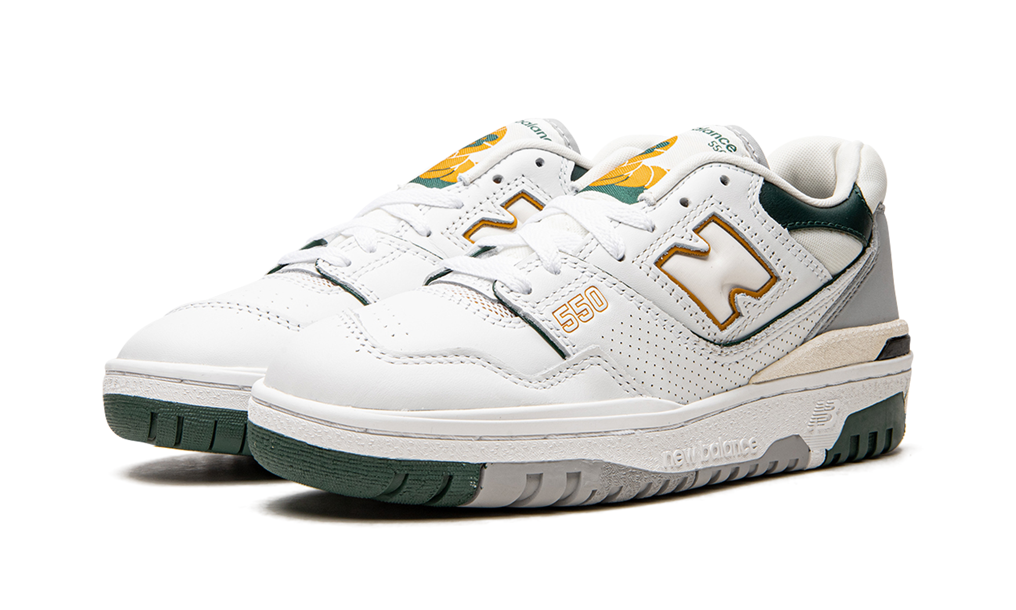 new balance 550 white nightwatch green+BB550PWC+diagnol left view