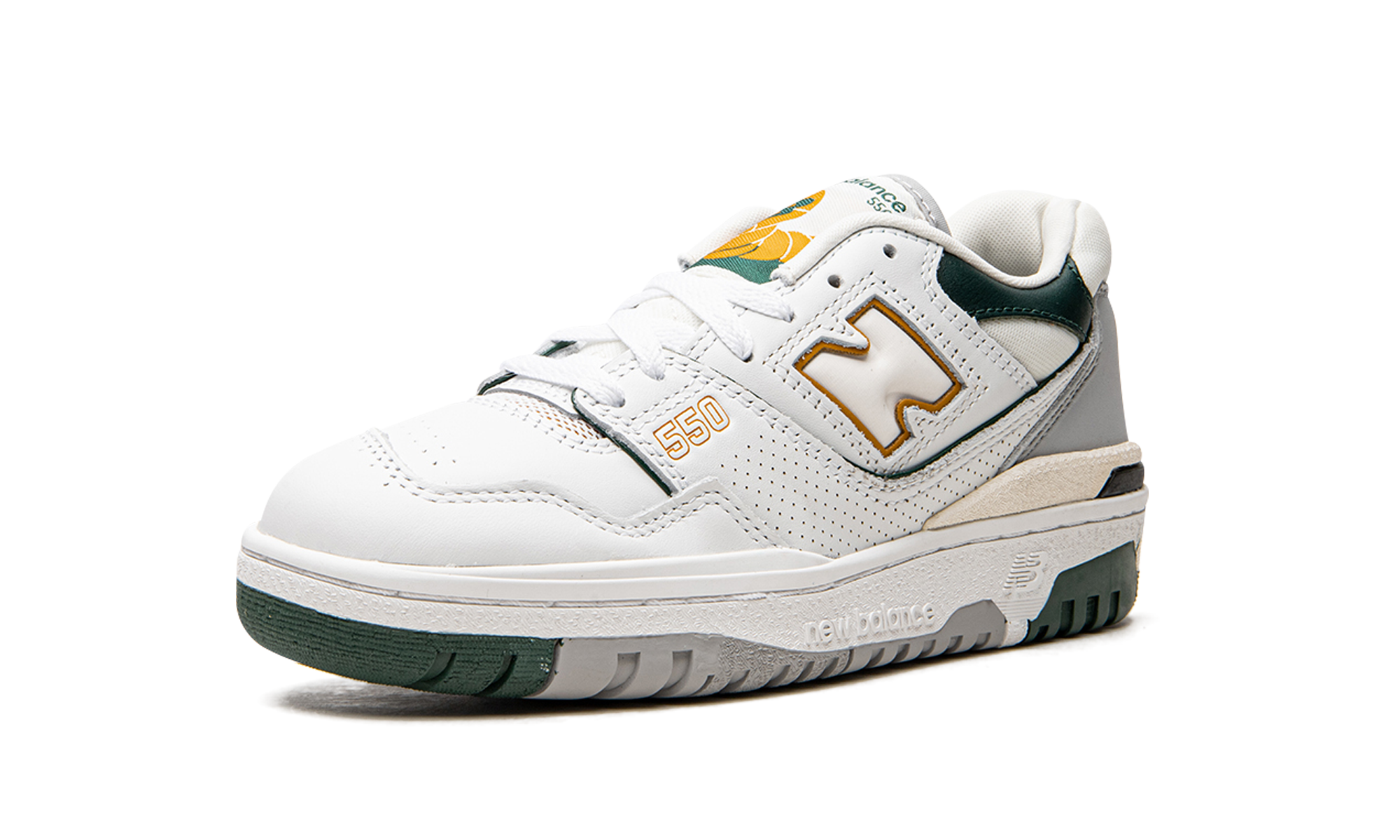 new balance 550 white nightwatch green+BB550PWC+left diagnol single view