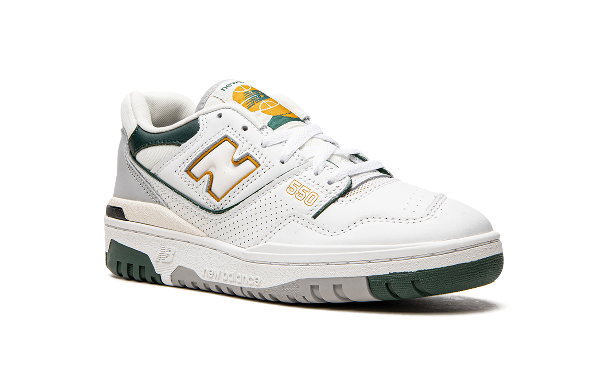 new balance 550 white nightwatch green+BB550PWC+diagnol right view