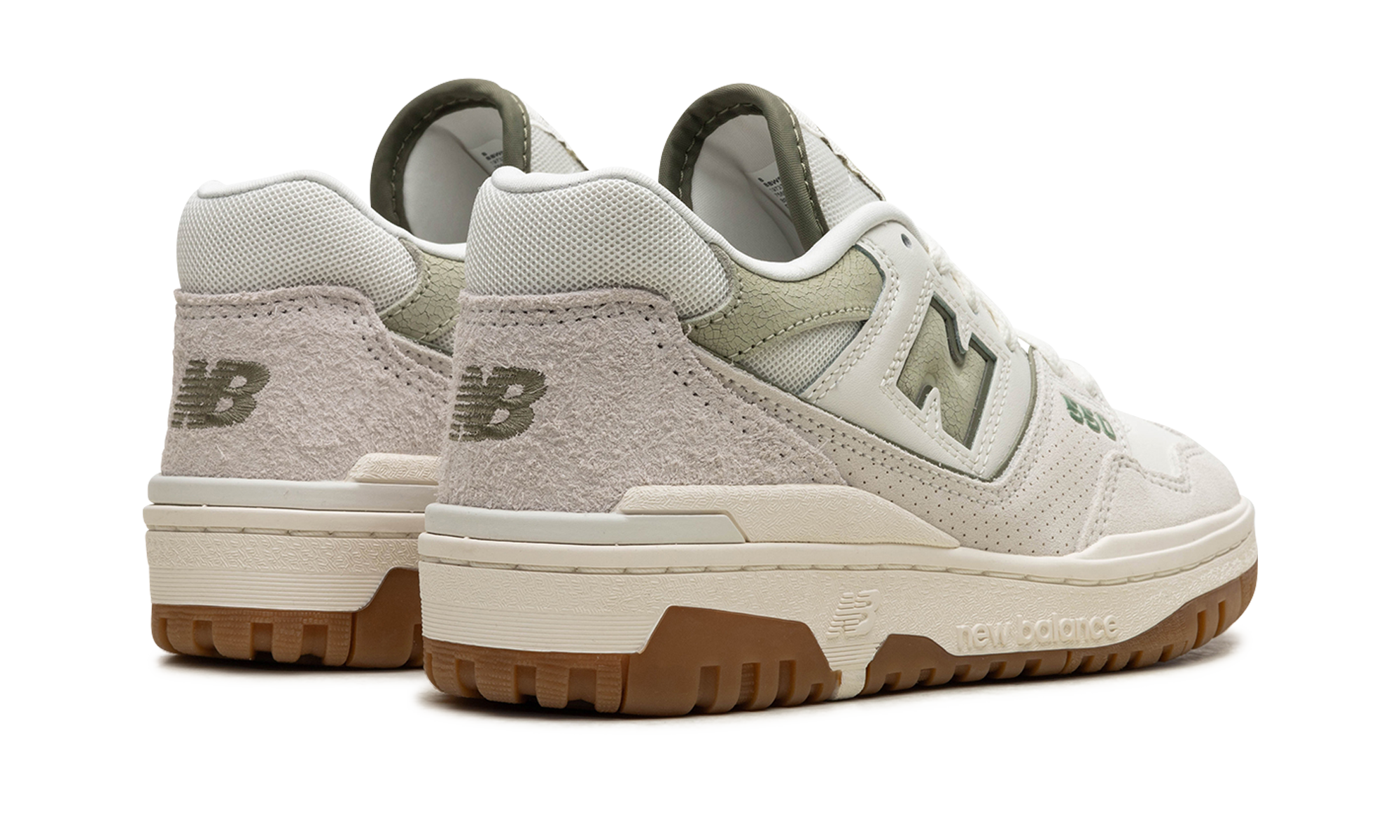 new balance 550 white olive gum women s+BBW550FO+diagnol right behind view