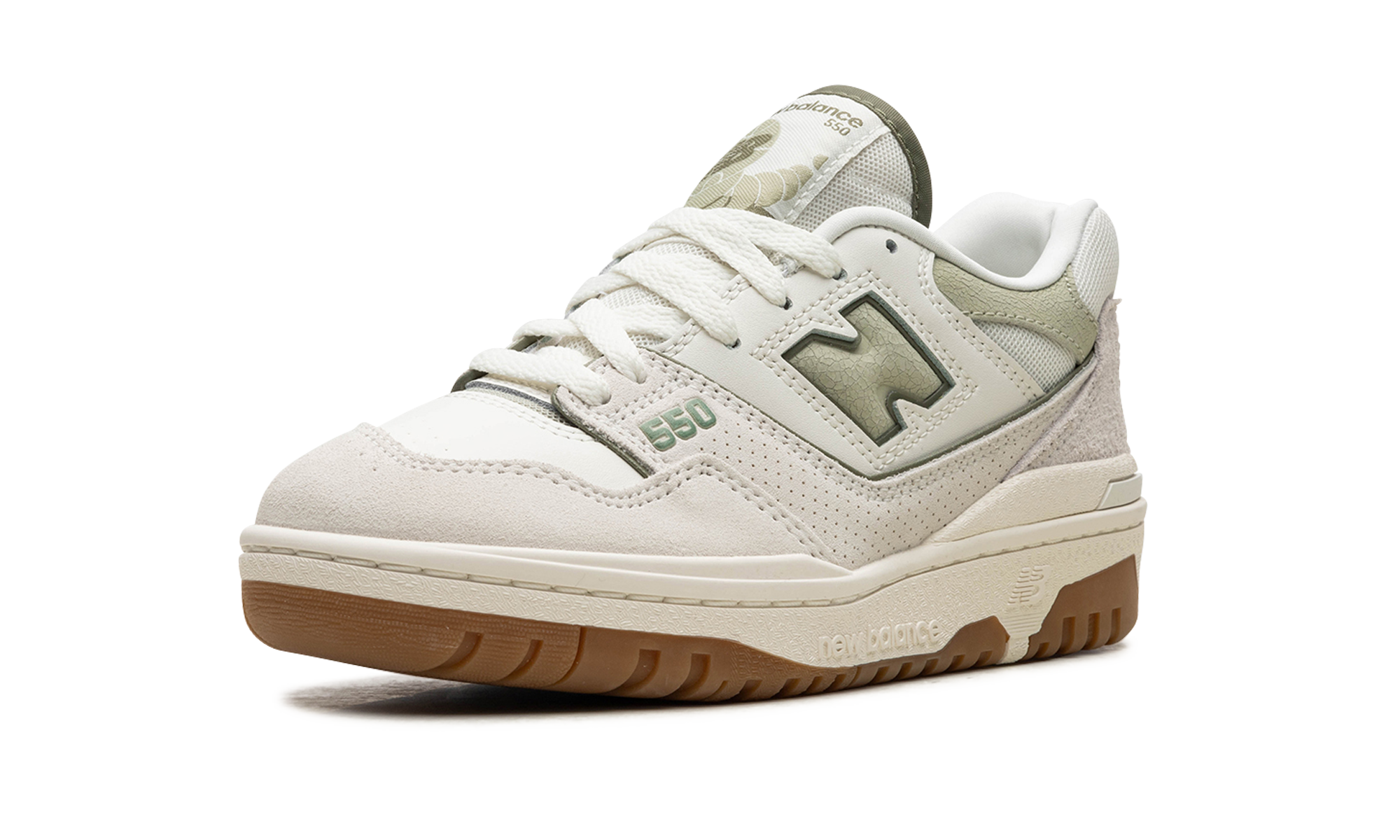 new balance 550 white olive gum women s+BBW550FO+left diagnol single view