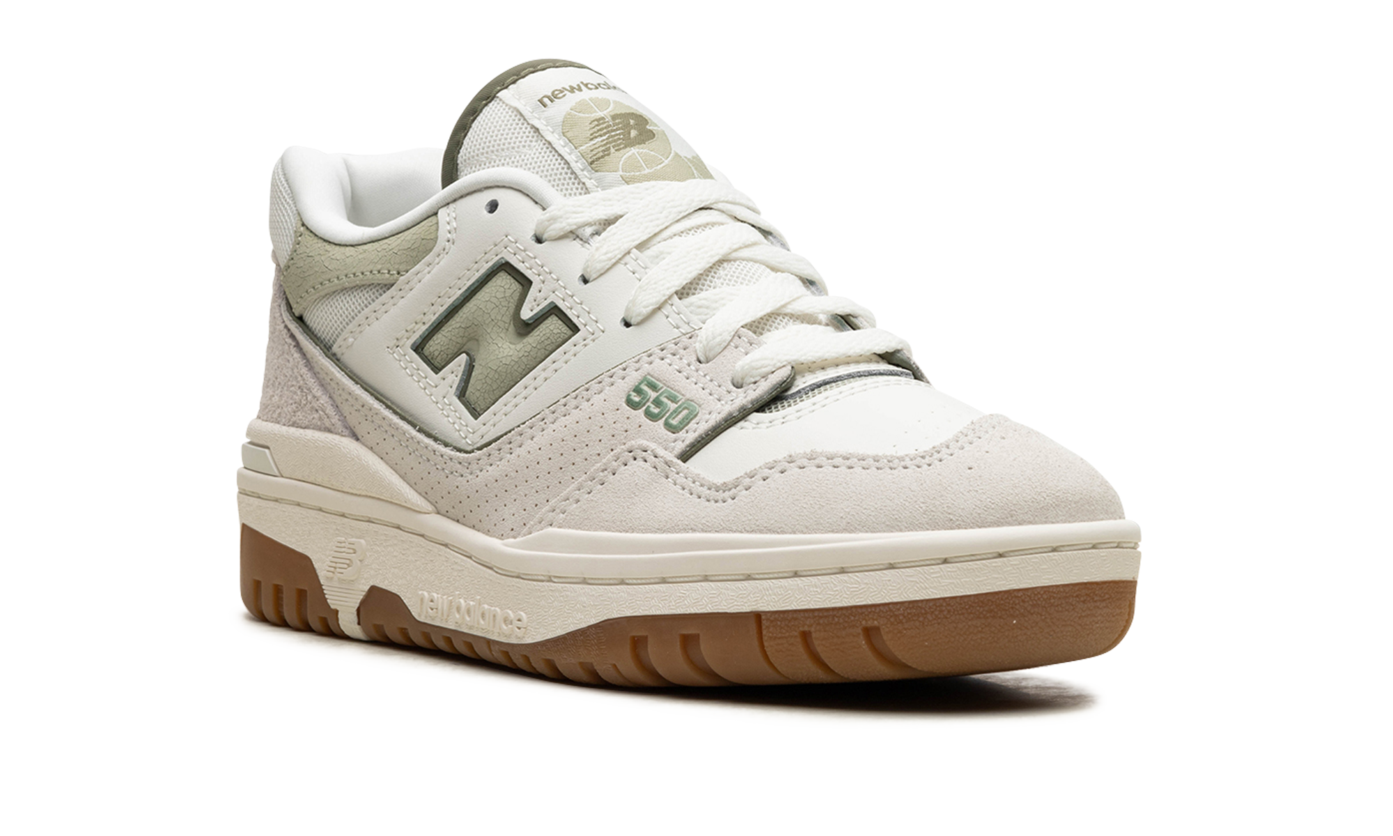 new balance 550 white olive gum women s+BBW550FO+diagnol right view