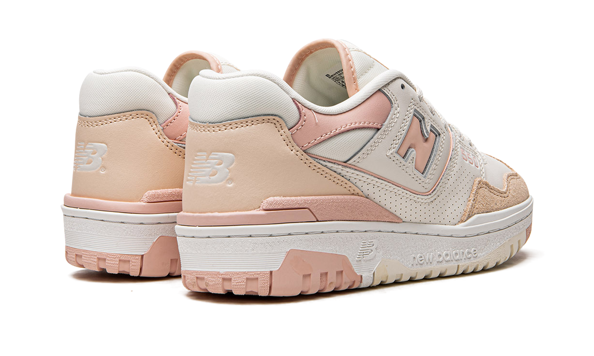 new balance 550 white pink women s+BBW550WP+diagnol right behind view