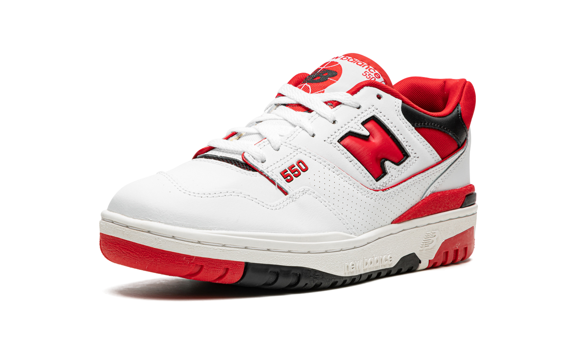 new balance 550 white red+BB550SE1+left diagnol single view