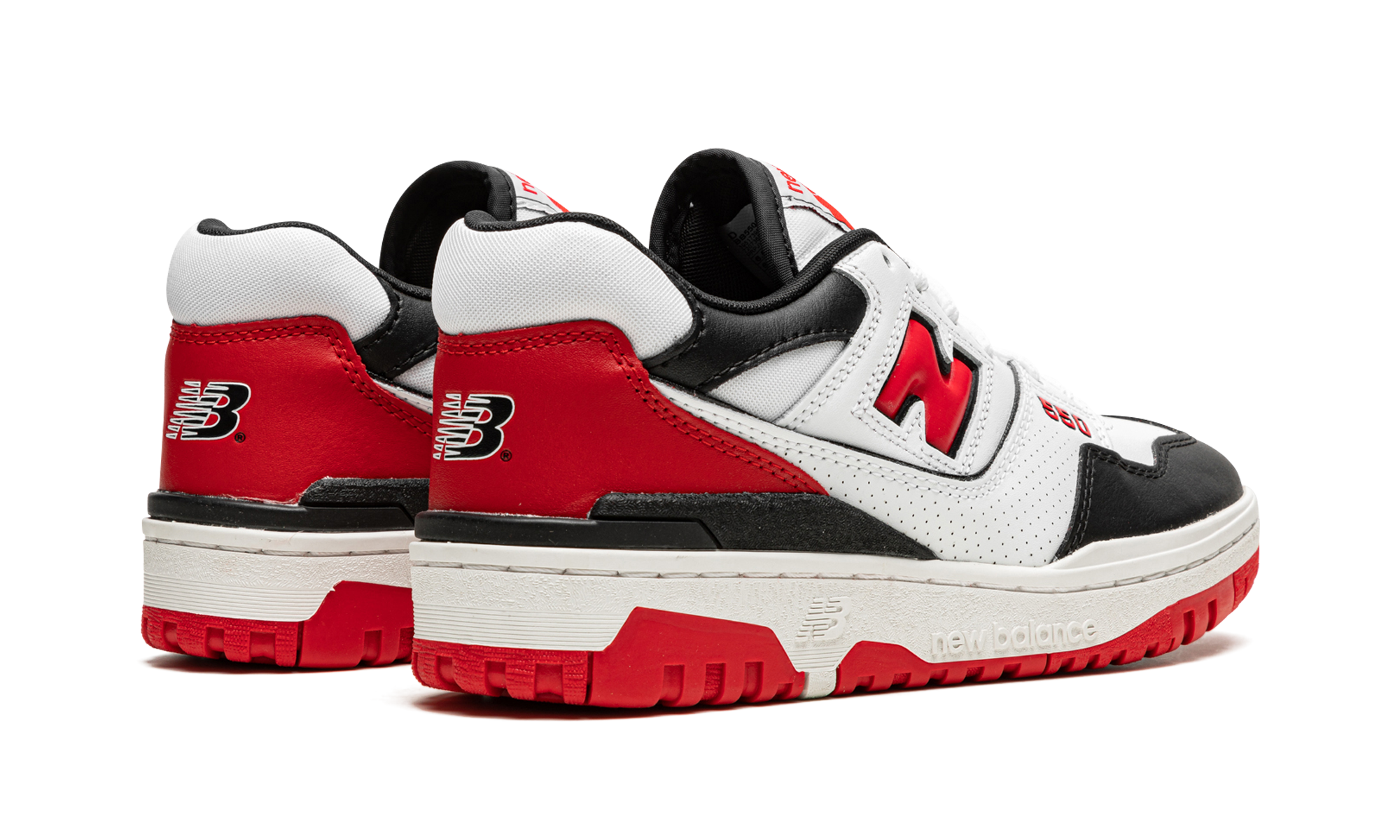 new balance 550 white red black+BB550HR1+diagnol right behind view
