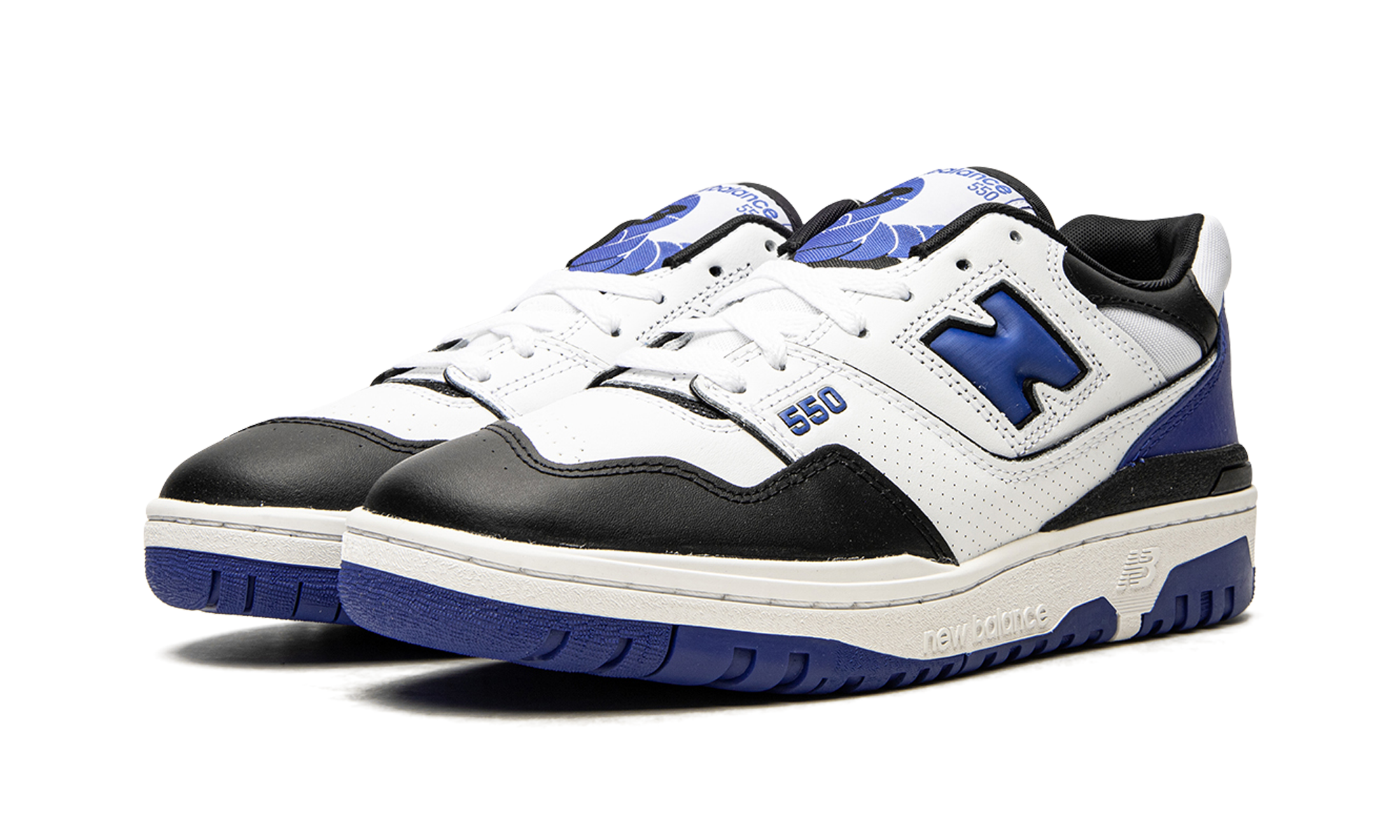 new balance 550 white royal black+BB550HN1+diagnol left view