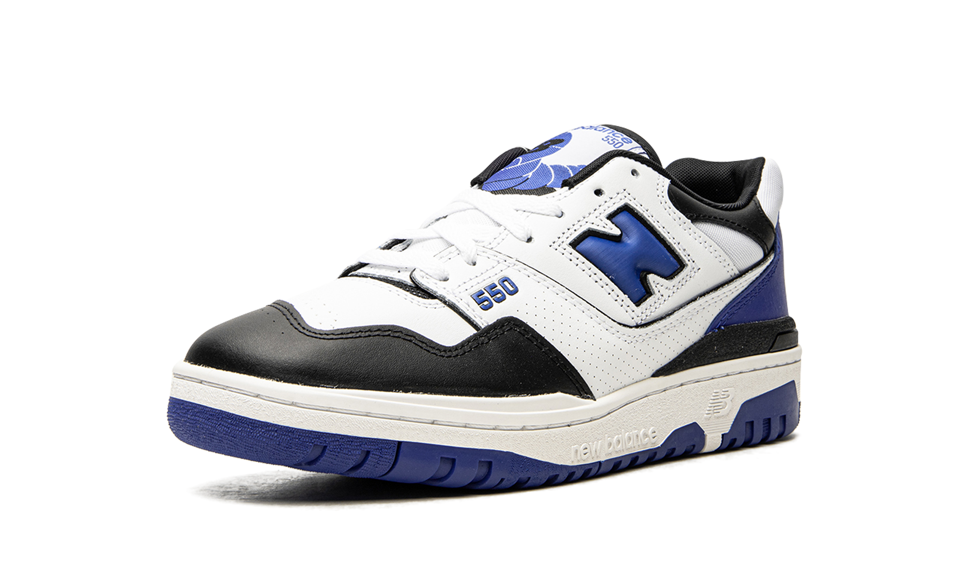 new balance 550 white royal black+BB550HN1+left diagnol single view