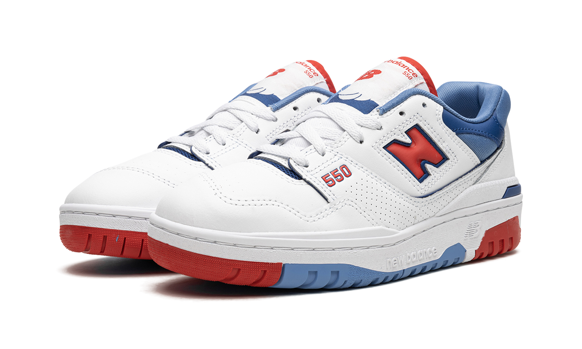 new balance 550 white true red atlantic blue+BB550NCH+diagnol left view