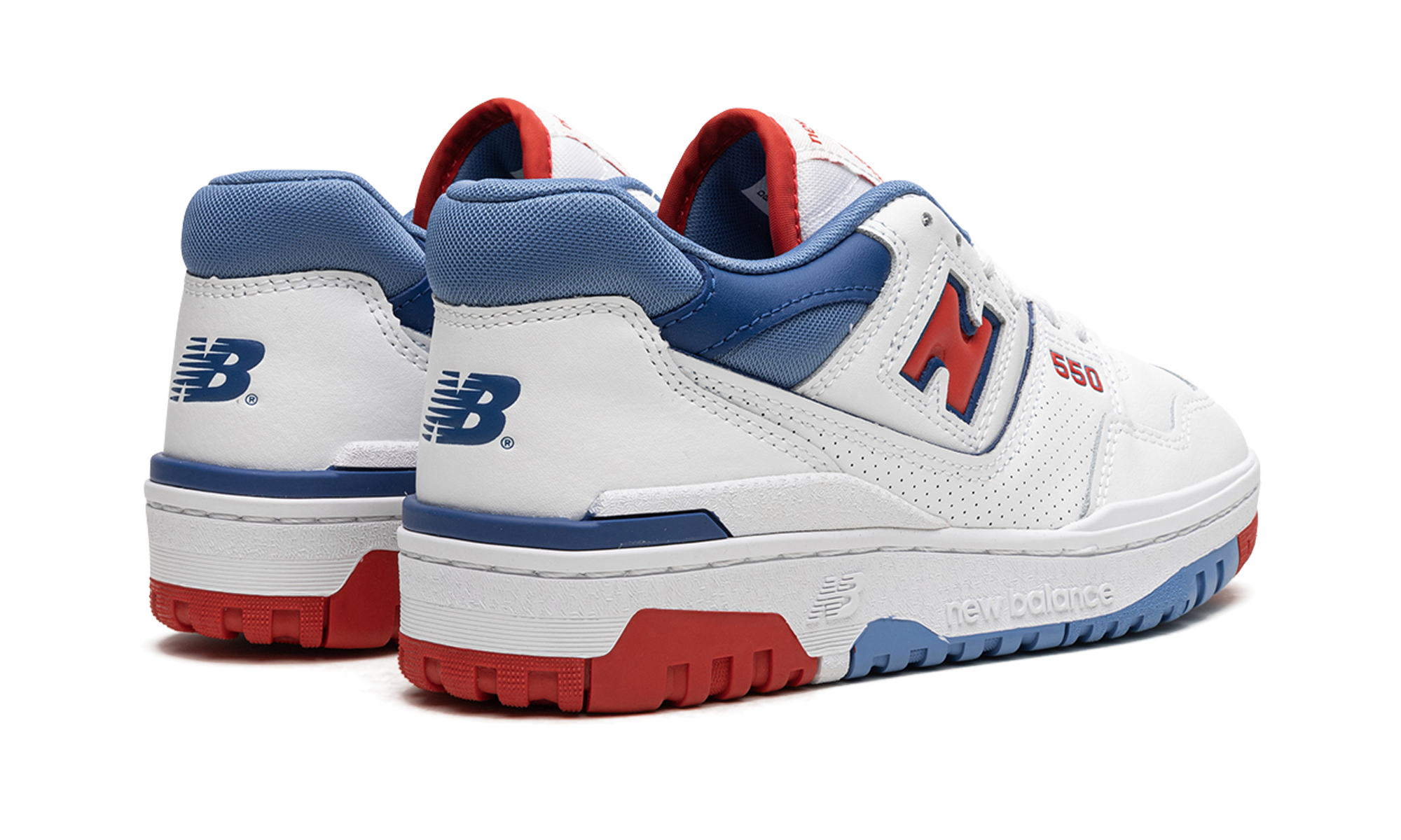 new balance 550 white true red atlantic blue+BB550NCH+diagnol right behind view