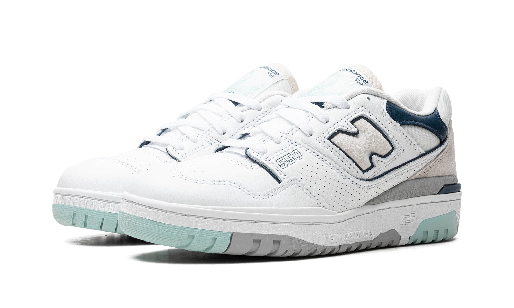 new balance 550 white winter fog navy+BB550WCA+diagnol left view