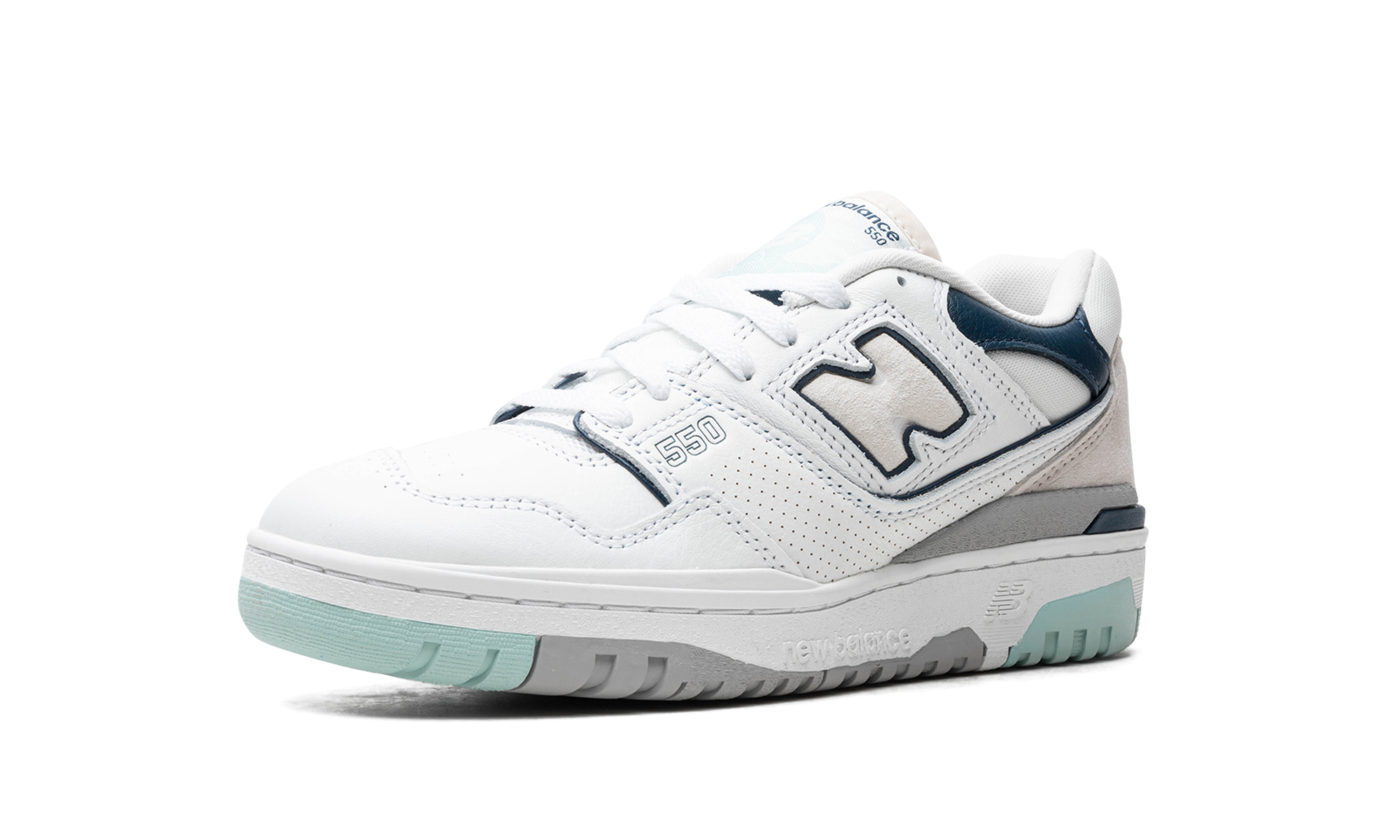 new balance 550 white winter fog navy+BB550WCA+left diagnol single view