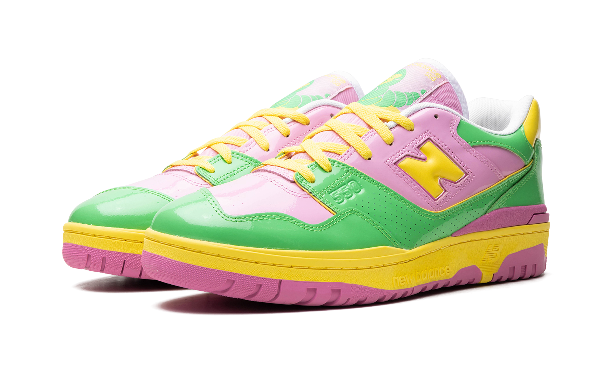new balance 550 y2k patent leather pack pink green+BB550YKA+diagnol left view