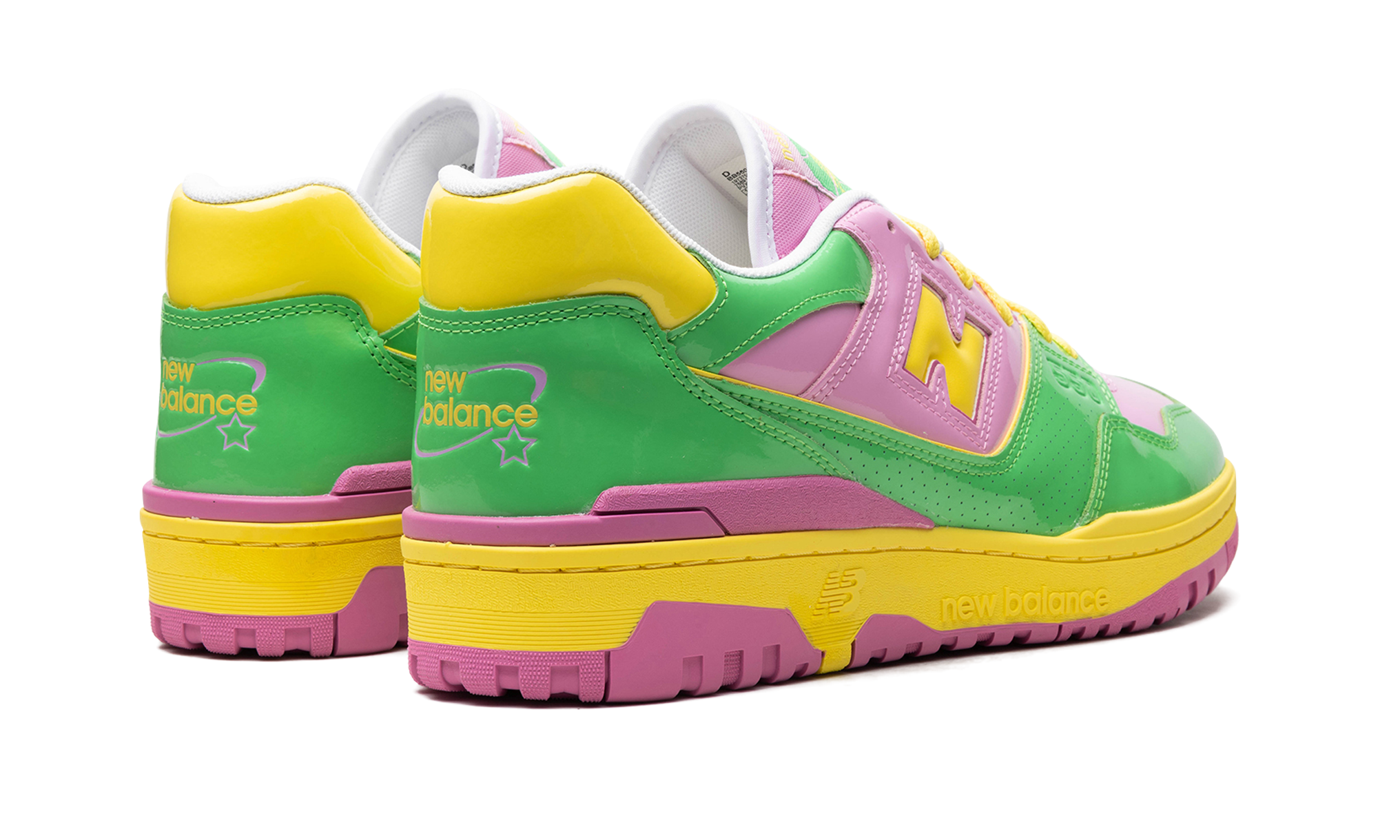 new balance 550 y2k patent leather pack pink green+BB550YKA+diagnol right behind view