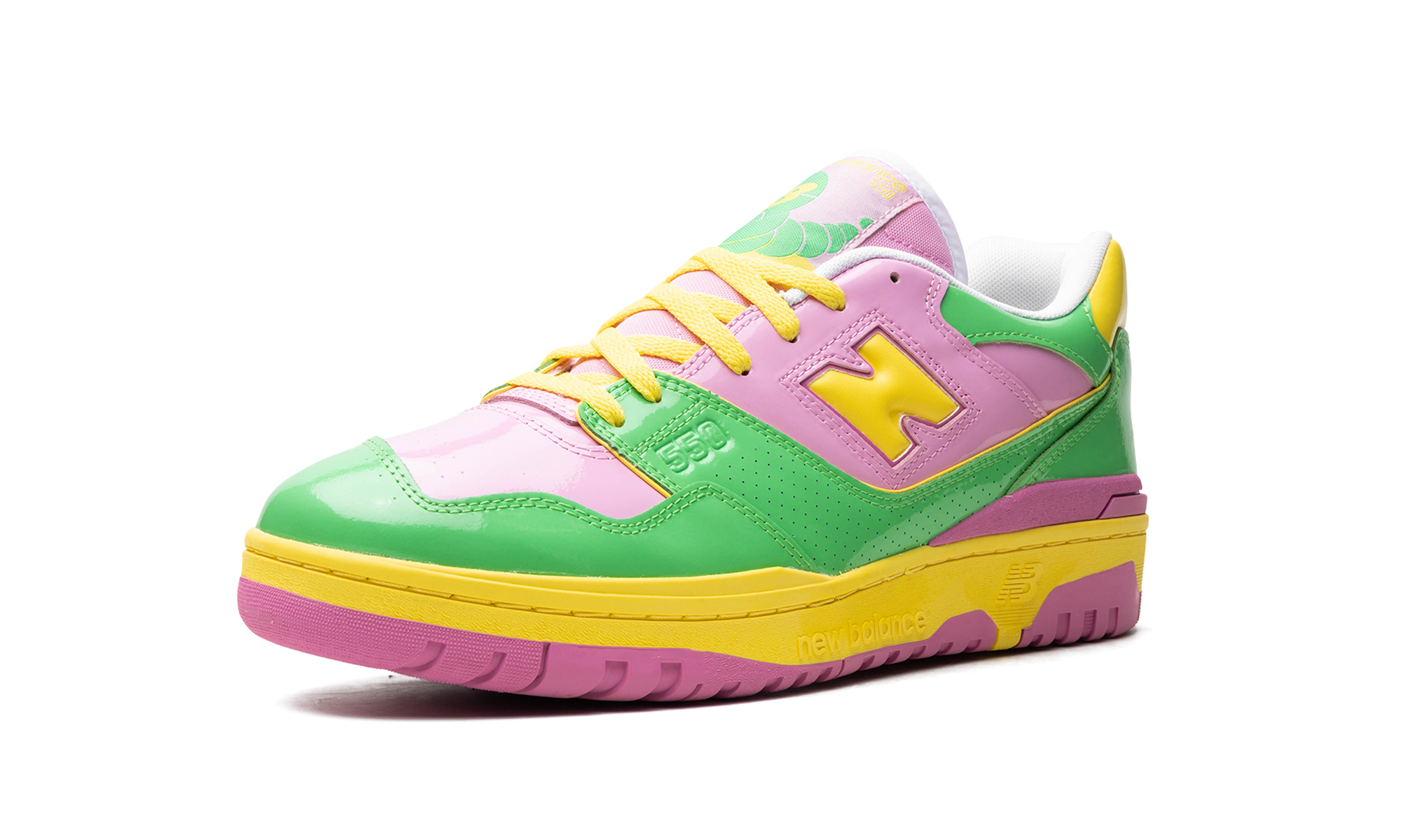 new balance 550 y2k patent leather pack pink green+BB550YKA+left diagnol single view