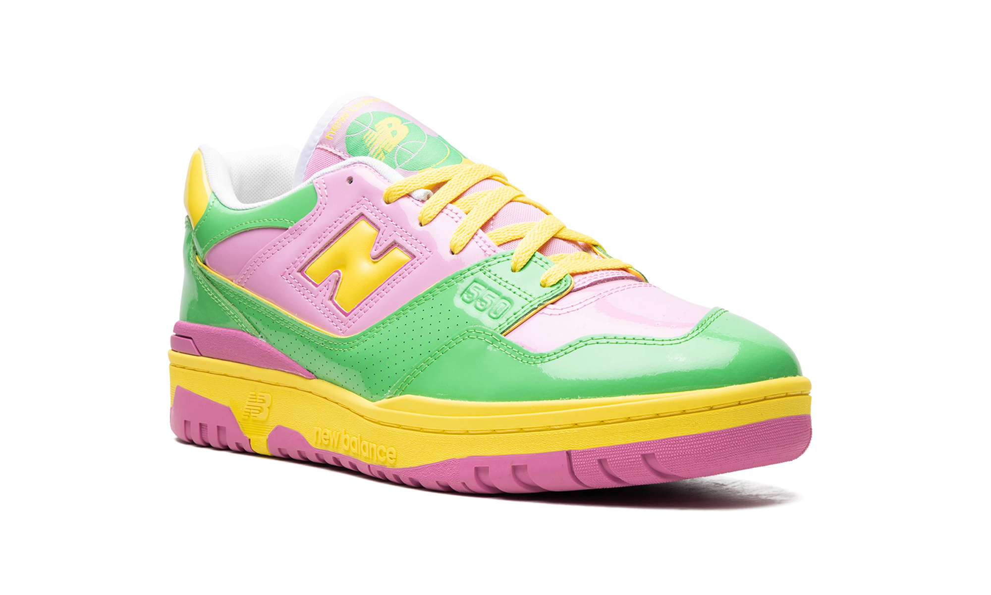 new balance 550 y2k patent leather pack pink green+BB550YKA+diagnol right view