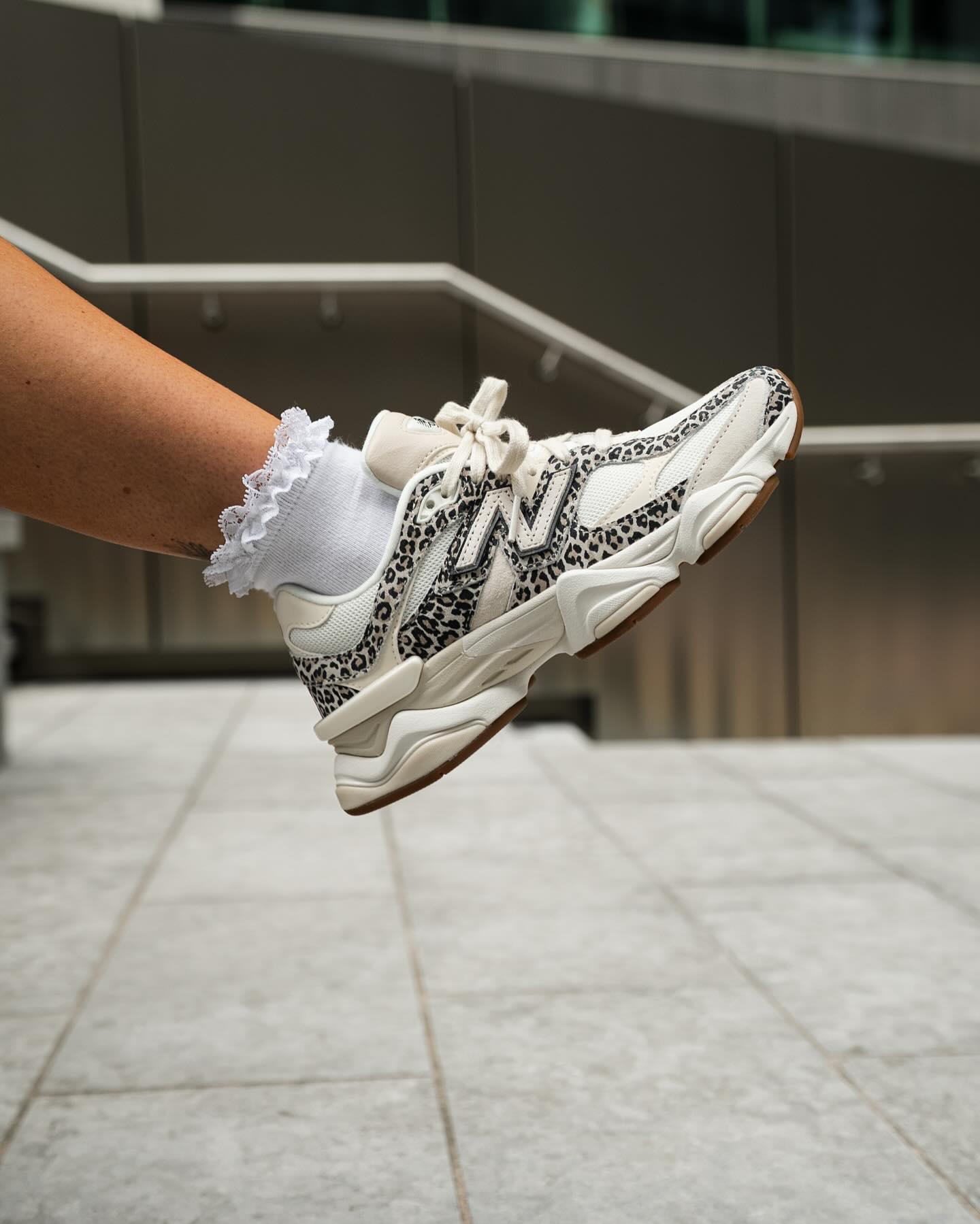 New Balance 9060 ASOS Exclusive Beige Brown Leopard Print, Lifestyle View 3, SKU U9060ALP