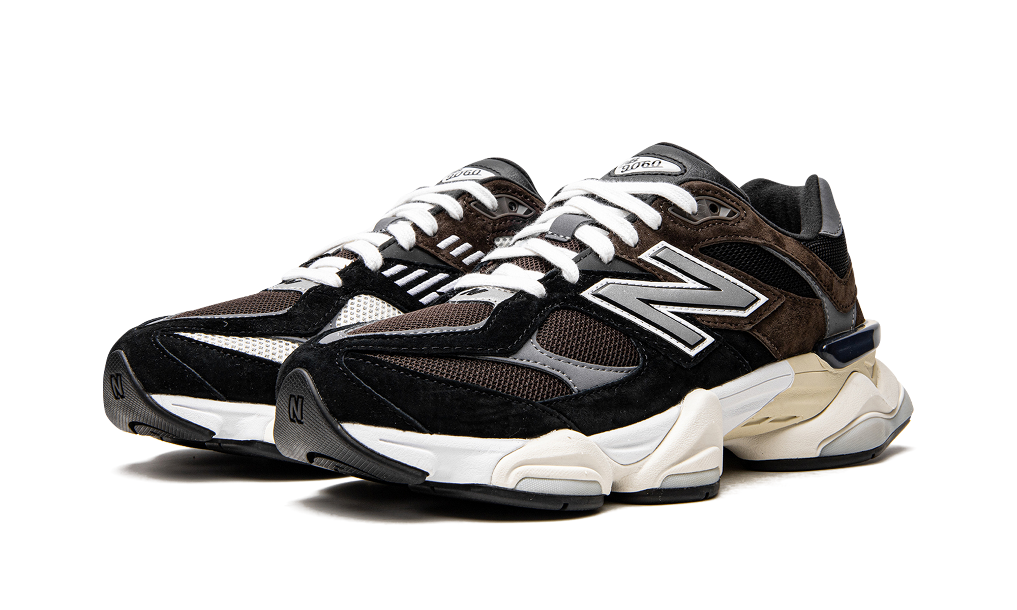 new balance 9060 brown black+U9060BRN+diagnol left view