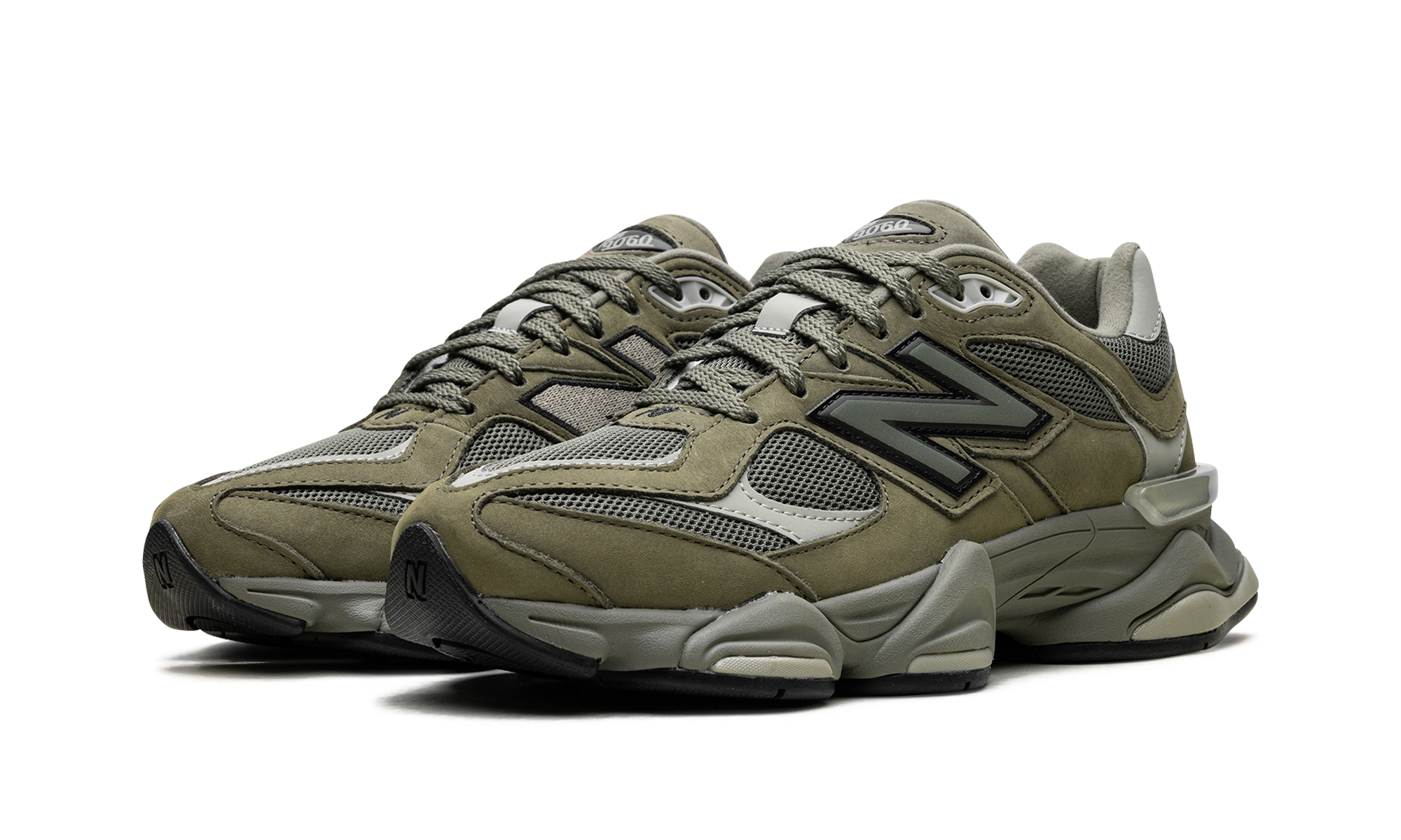 new balance 9060 dark olivine+U9060ZGD+diagnol left view