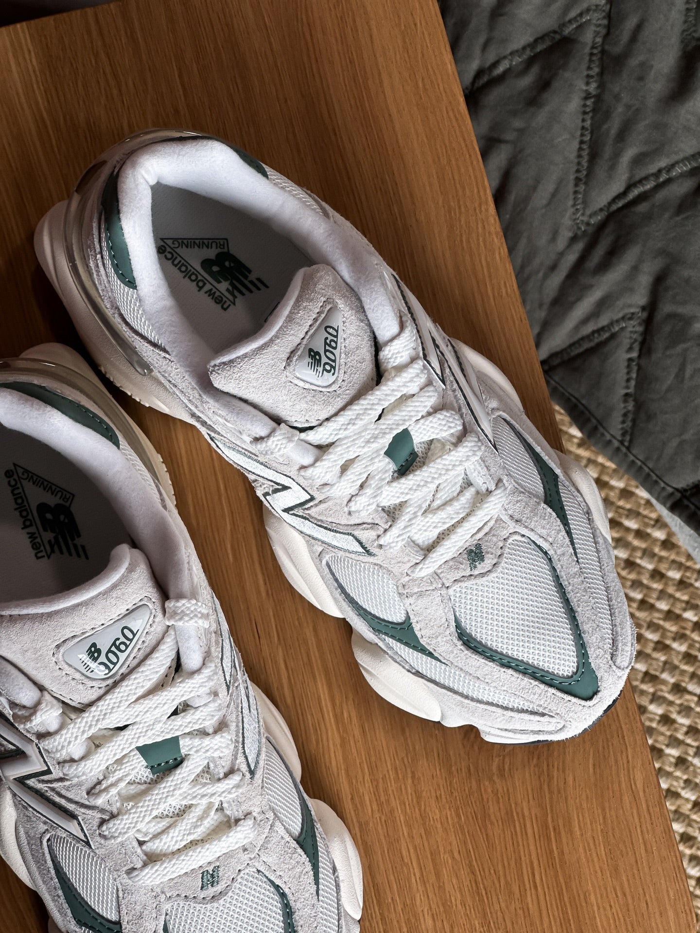New Balance 9060 Linen Dark Juniper, Lifestyle View 5, SKU U9060EEI