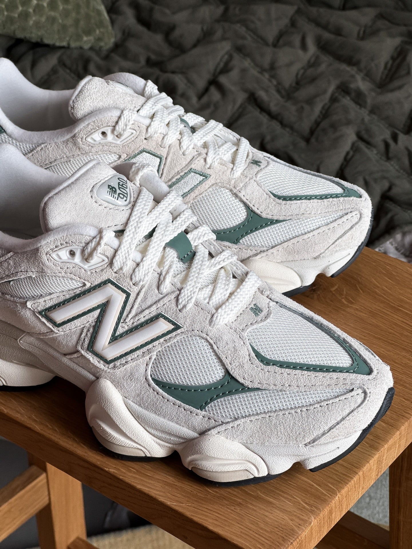New Balance 9060 Linen Dark Juniper, Lifestyle View 2, SKU U9060EEI
