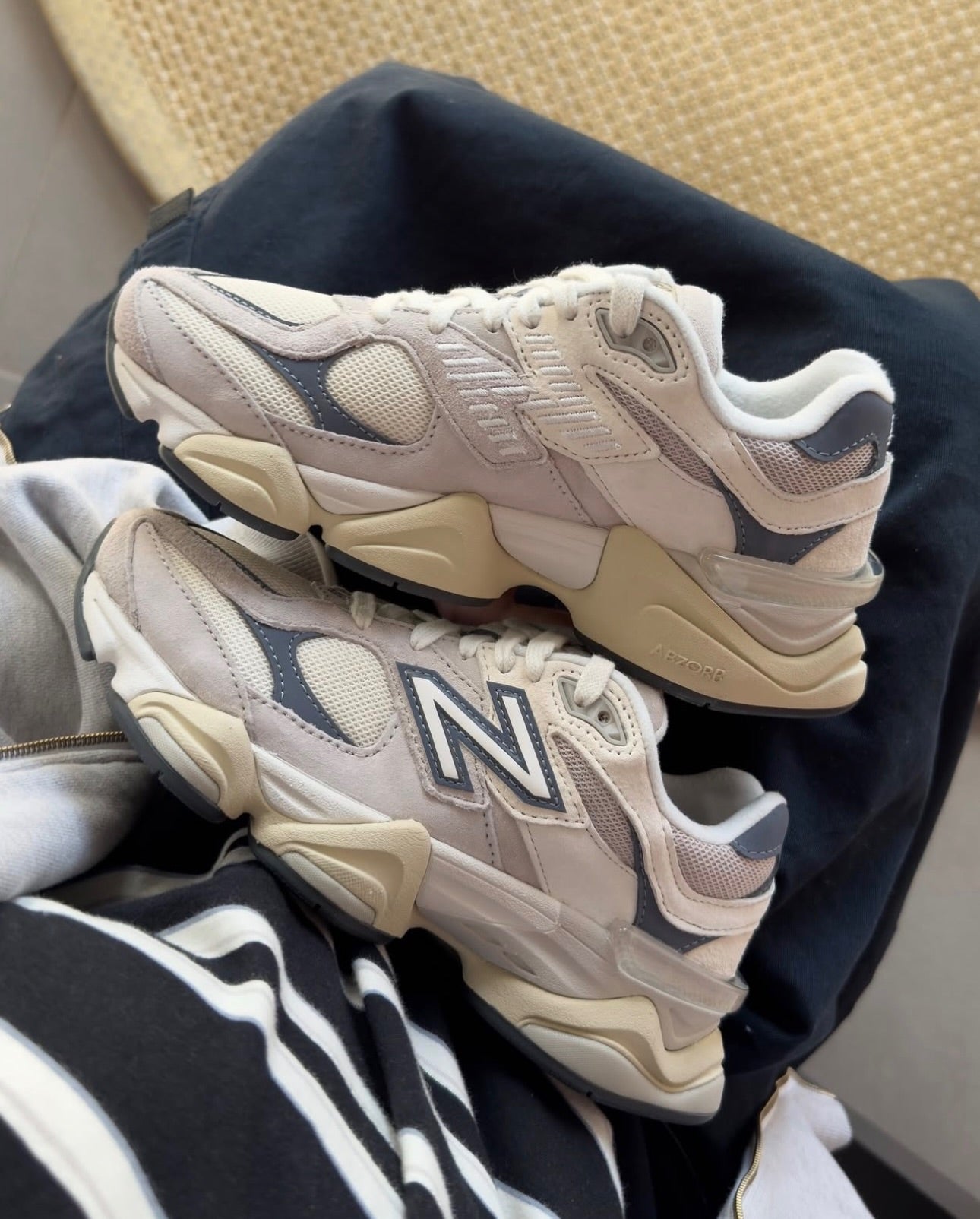 New Balance 9060 Moonrock Linen, Lifestyle View 1, SKU U9060EEB