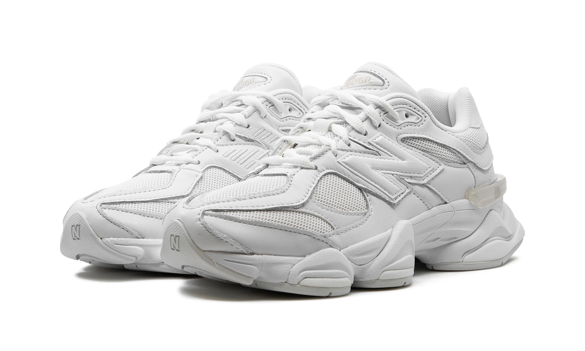 new balance 9060 triple white+U9060NRJ+diagnol left view
