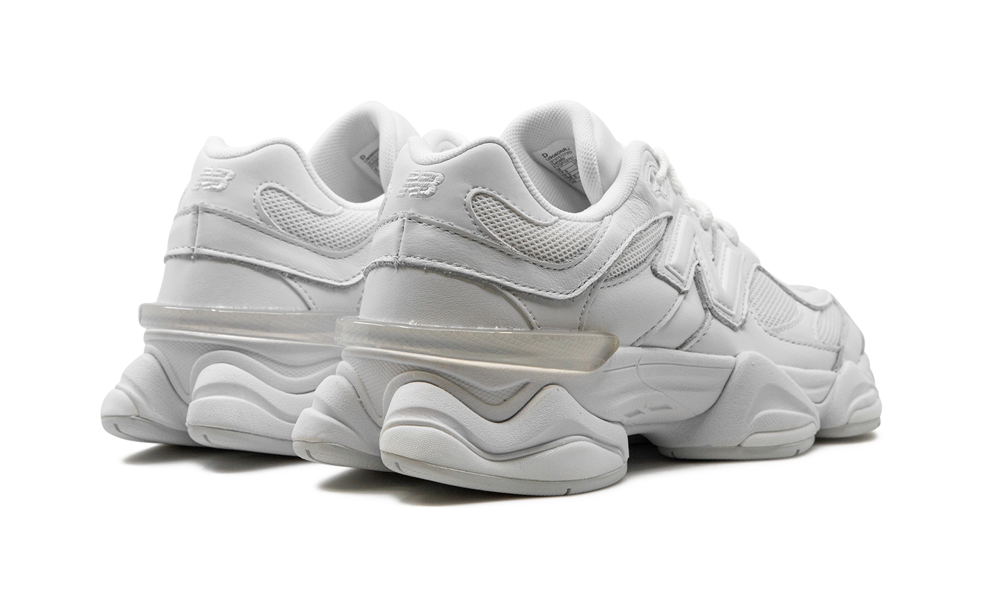 new balance 9060 triple white+U9060NRJ+diagnol right behind view